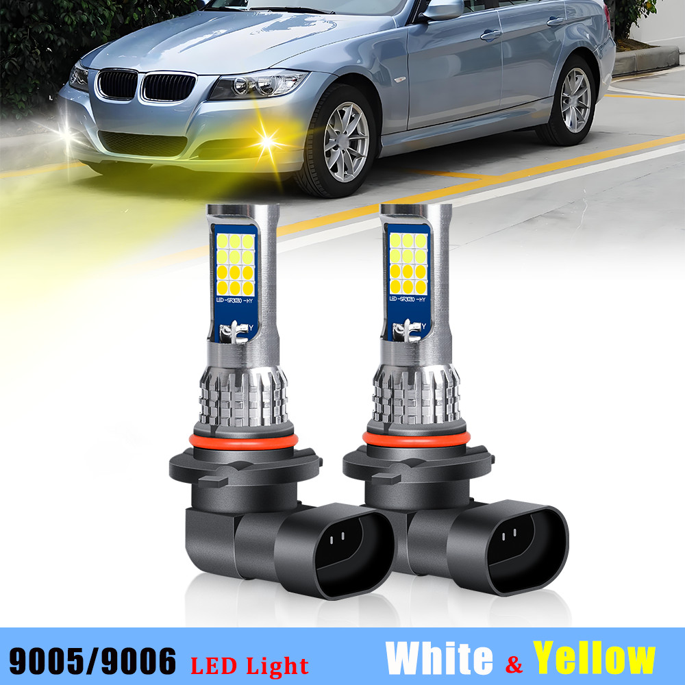 2x 9005 White Yellow Switchback LED Fog Light Bulbs For BMW 325i 330i E46 E90