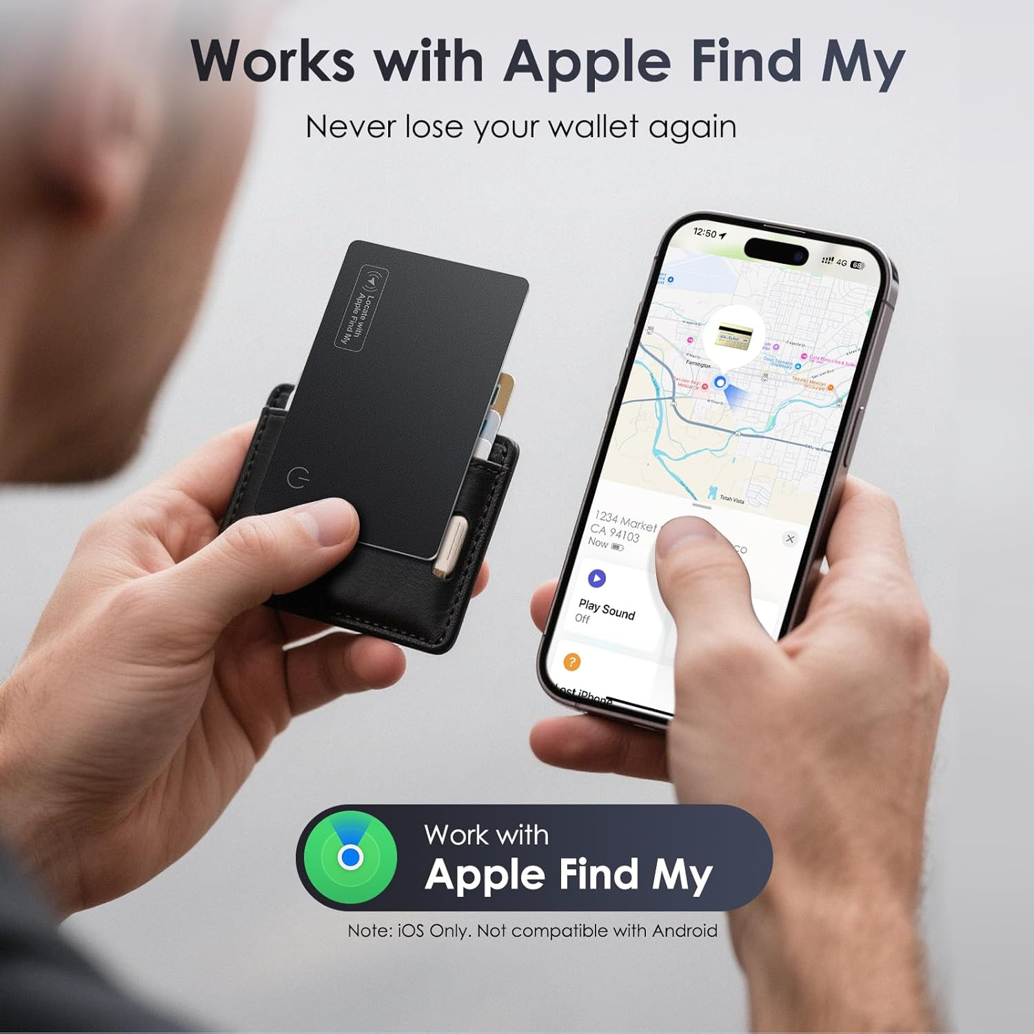 Wallet Tracker Card Tracking Tag 2 Pack - (Ios Only) Work with Apple Find My, Bl
