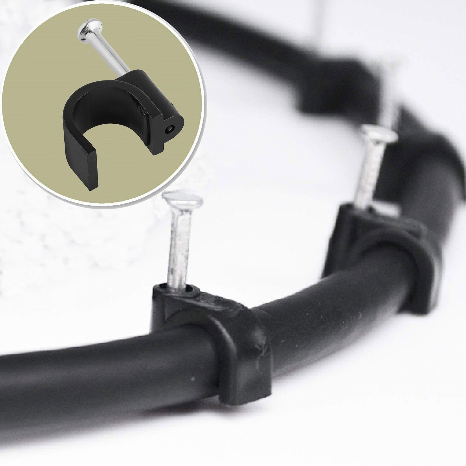 100 Pack Nail in Cable Clips Ethernet Cable Nails Tacks Clips 8Mm for Electrical
