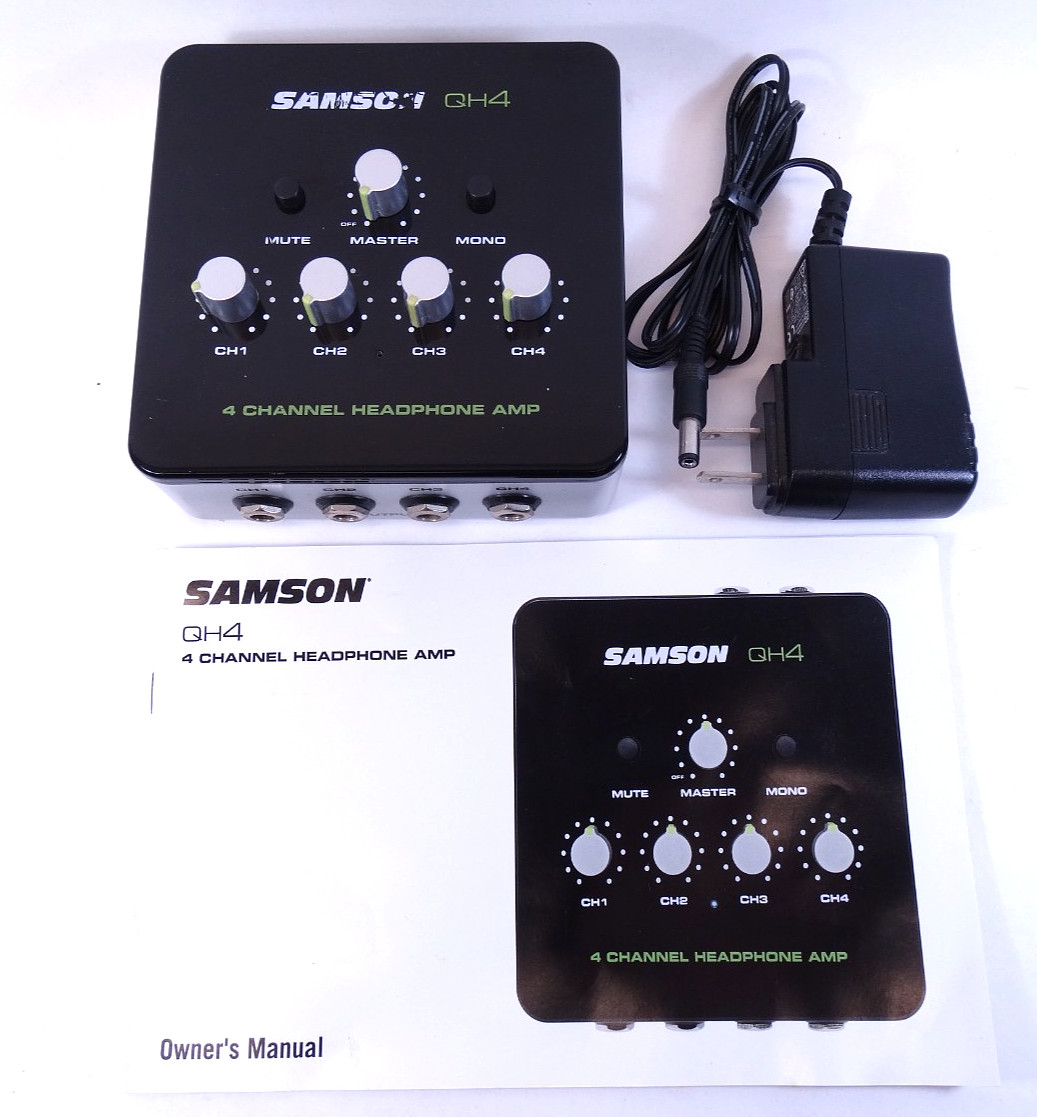 Samson QH4 4-Channel Mini Headphone Amplifier - TRS Input - w/ Power Chord