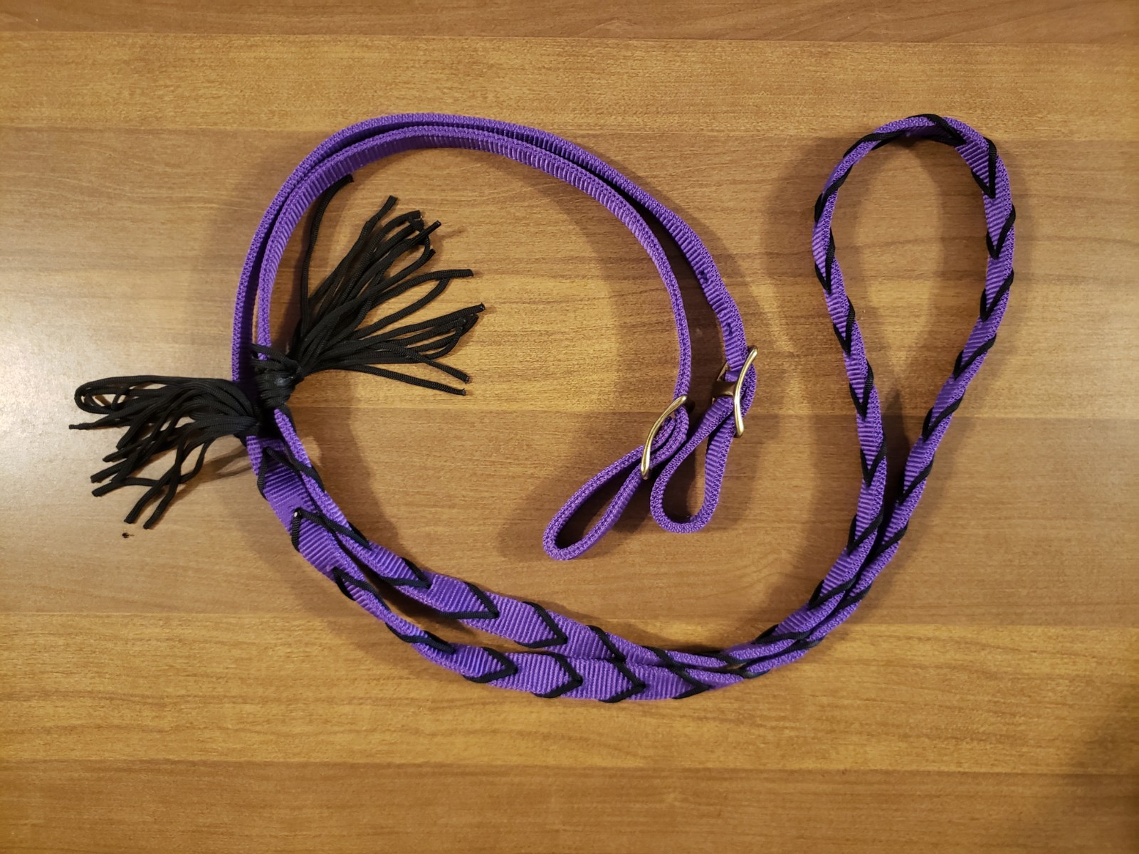NICE NEW Purple & Black Barrel Racing Reins With Tassels Horse Pony Tack Western