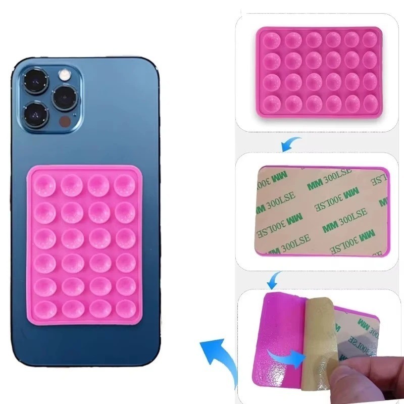 Black Multifunctional Mobile Phone Silicone Suction Cup 24 Square.