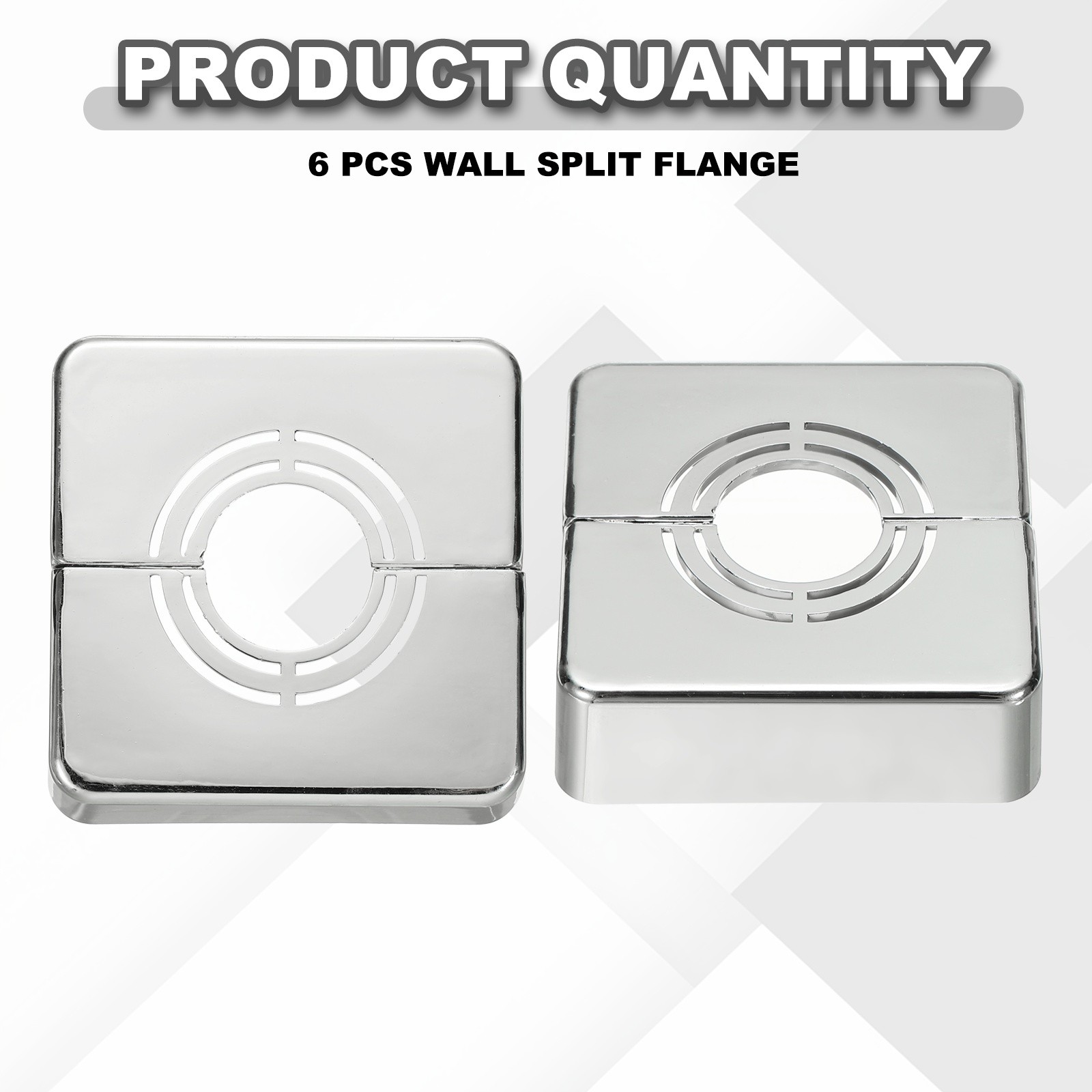 6pcs Wall Split Flange 0.79" Plastic Square Split Flange Pipe Cover, Silver