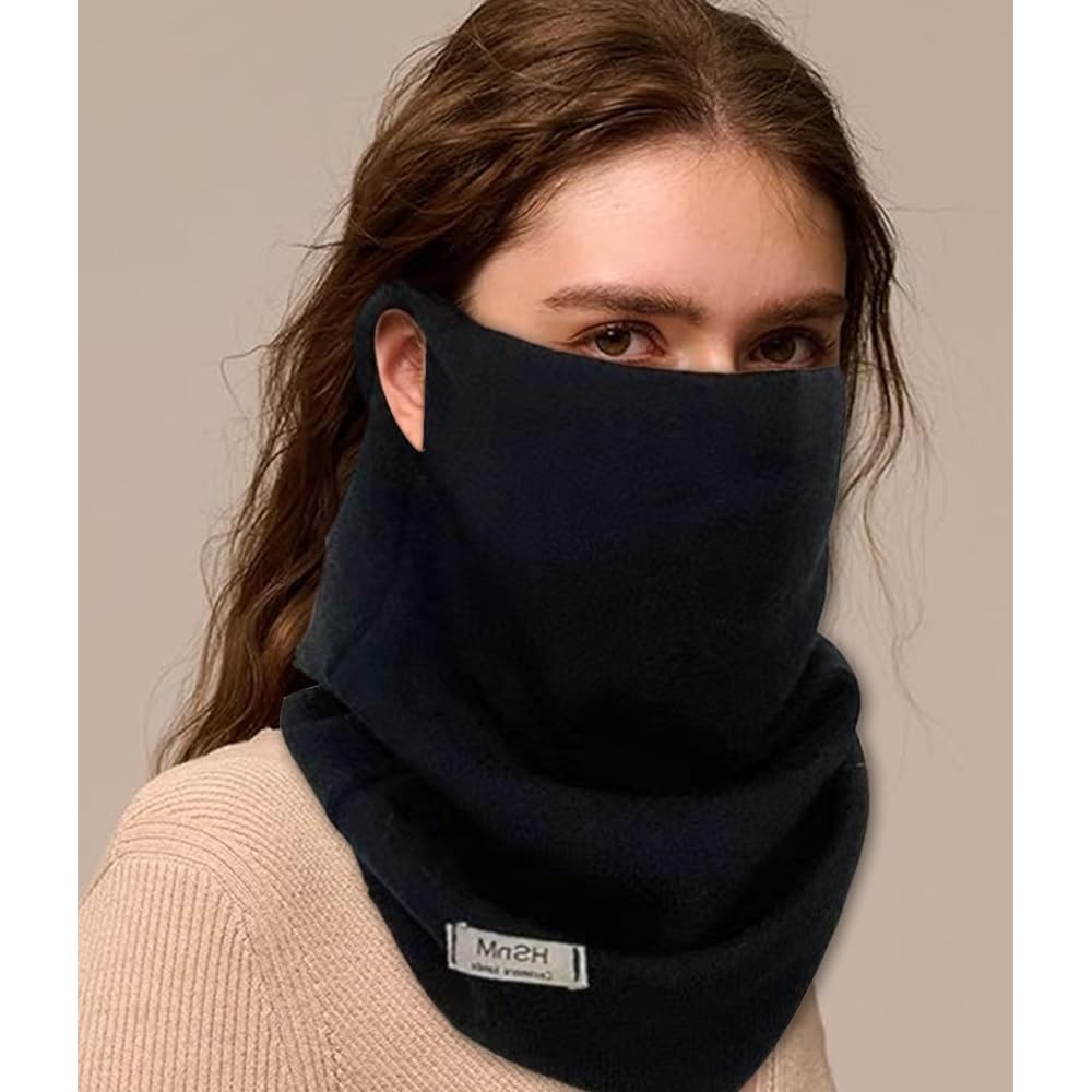 OULIGET Winter Neck Warmer Gaiter Fleece Face Mask Cover,3-in-1 Large, Black