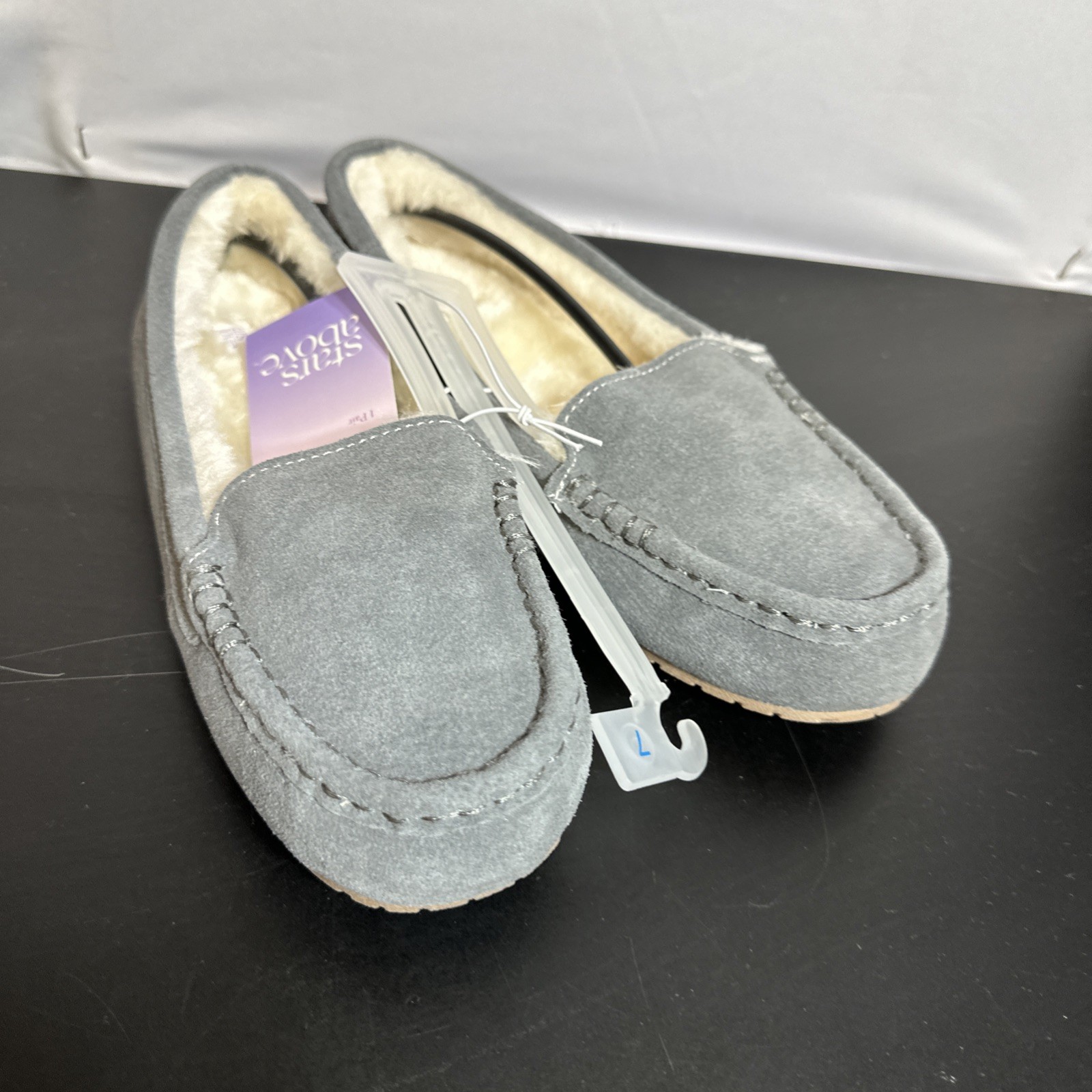 Stars Above Gemma Gray Suede Leather Women's Moccasin Size 7