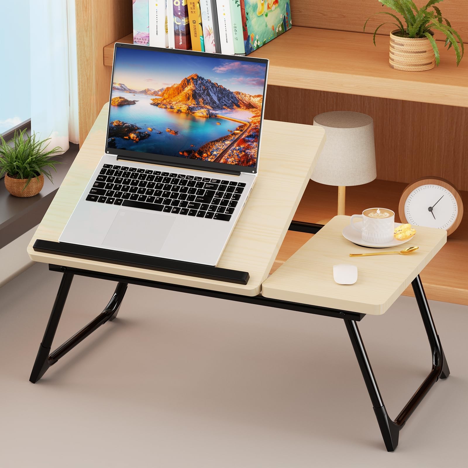 Laptop Bed Desk, 5Angle Adjustable Bed Laptop Table with Cup Holder