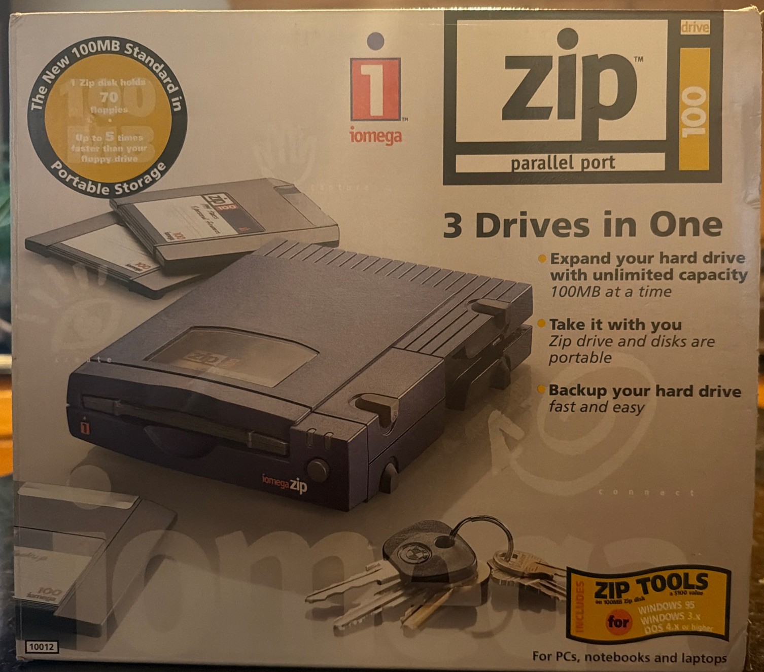 Iomega 100 MB External Zip Drive For PC w/ Parallel Port Connection OPEN BOX