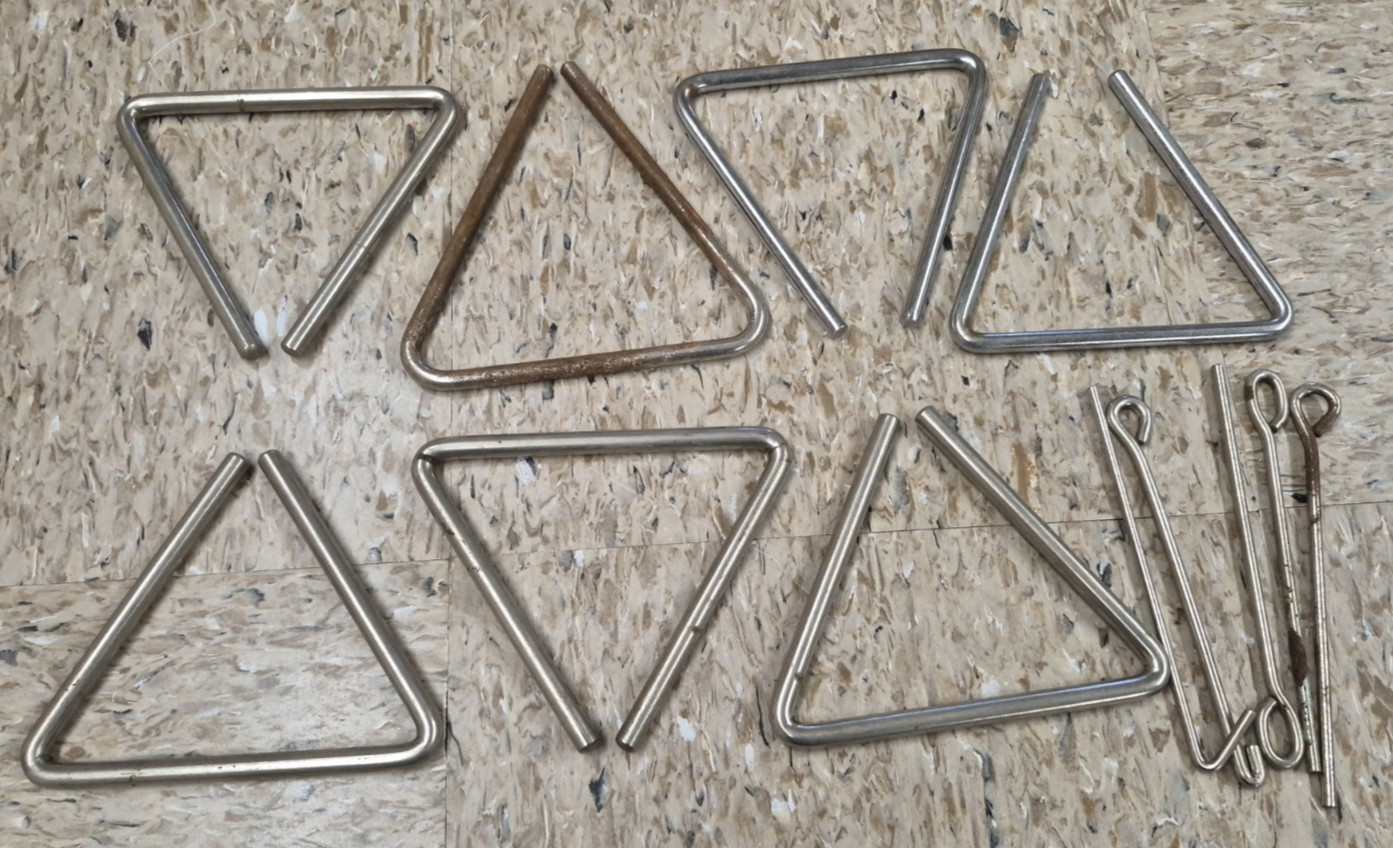 Lot of Vintage Triangle Musical Instrument Percussion Kids Metal Set Band 70s?