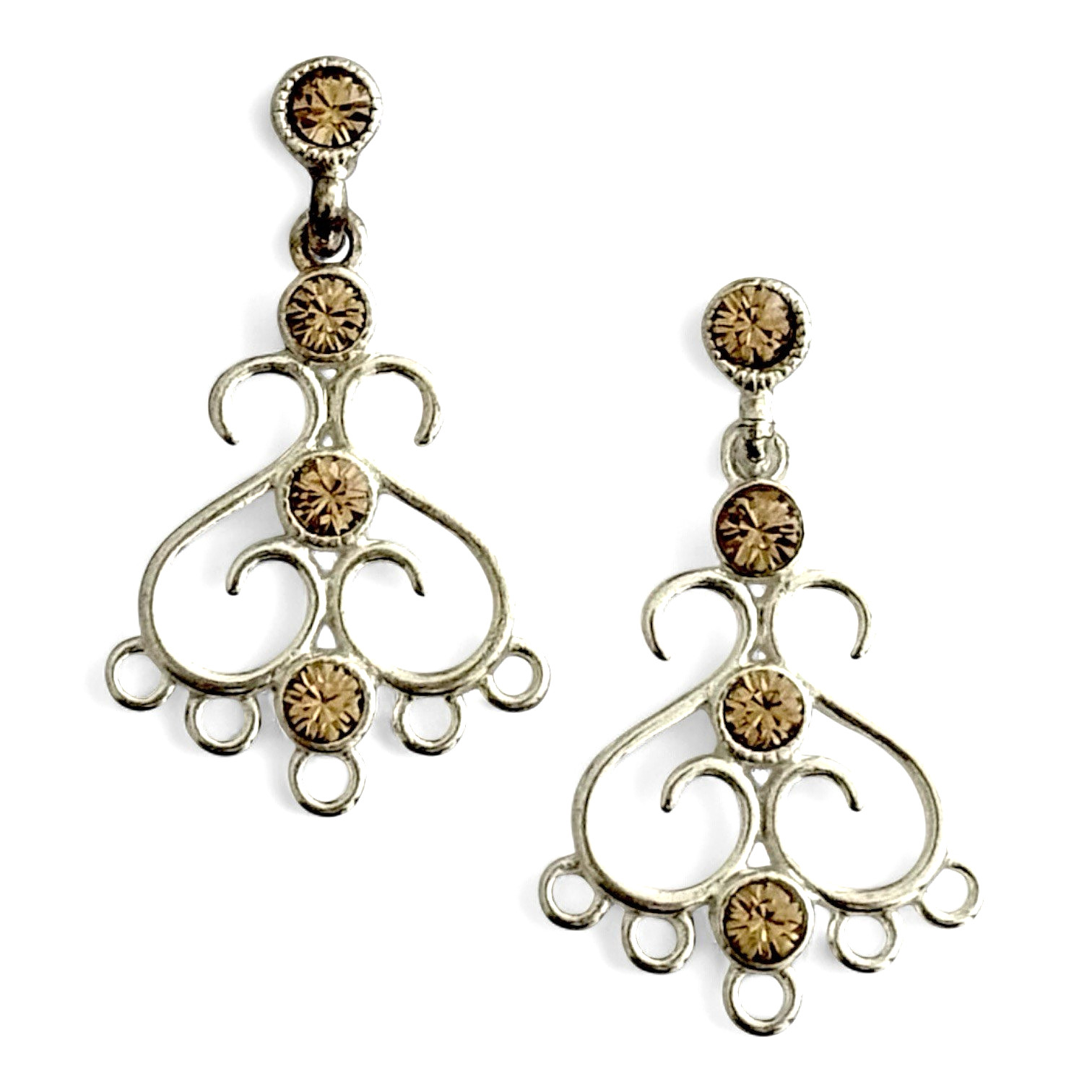 Post Earrings Light Colorado Topaz Crystal Silver Chandelier 29x18mm DIY Jewelry