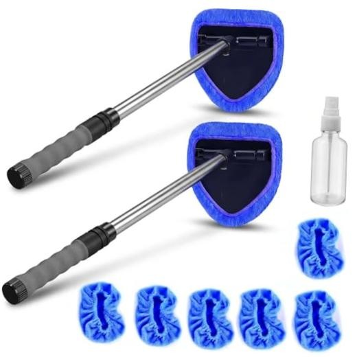 Car Windshield Cleaner Tool (2-Pack) with Extendable Handle - Inside Auto