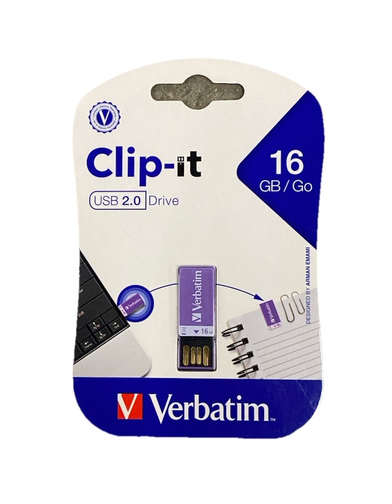 Verbatim USB Flash Drive MPN 43952 16GB Clip-it - Violet/Purple