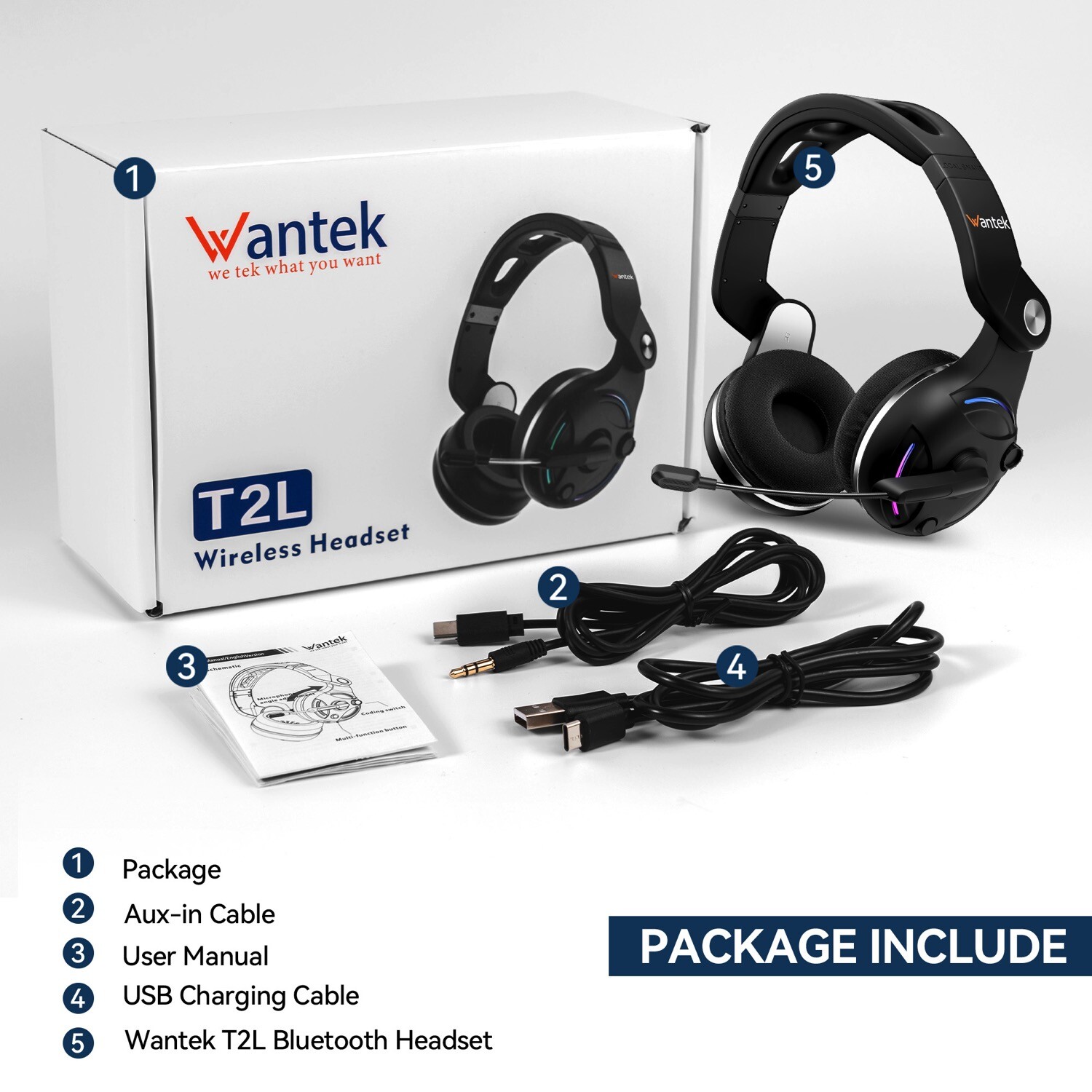 Bluetooth Headset with Microphone Foldable Noise Cancelling Wireless Headphone