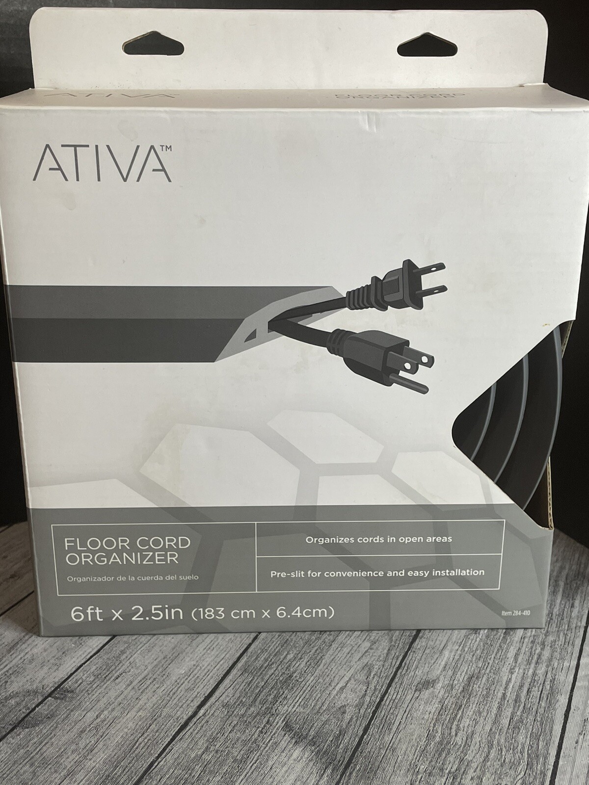Ativa Grey Heavy Traffic Floor Cord Organizer 6', 2.5"; Cord Protection; New