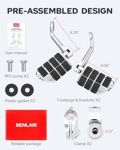 Motorcycle Adjustable Highway Footpegs Style 3 Chrome Long Angled Fit for