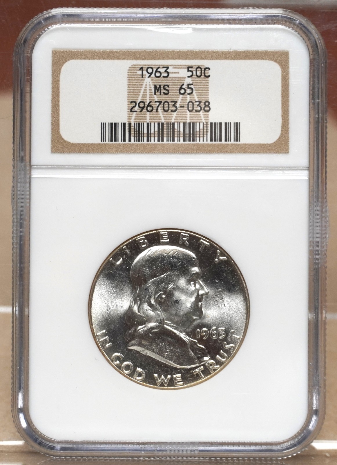 1963 FRANKLIN HALF DOLLAR NGC MS65 703038