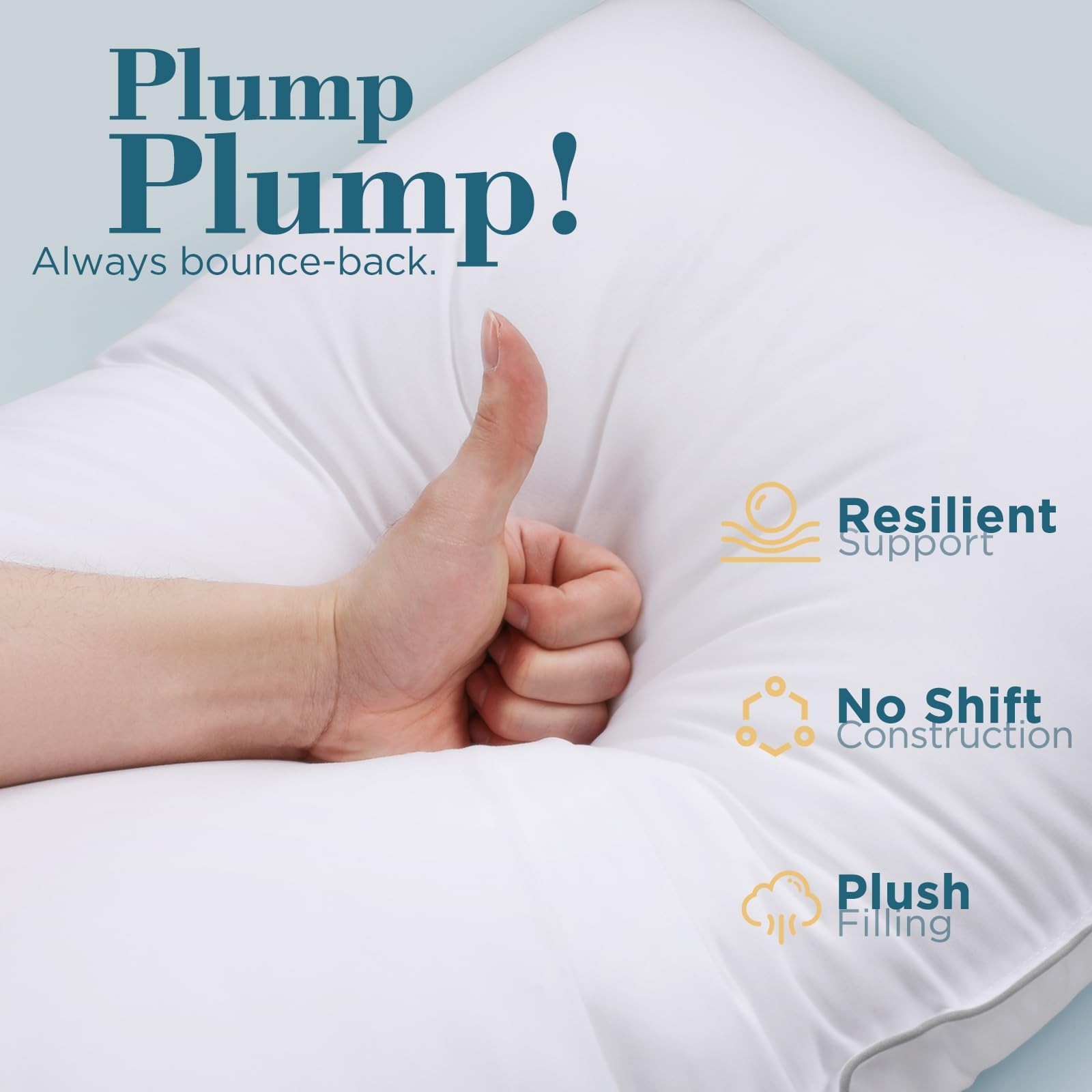 Viewstar Bed Pillows Set 2, Firm Support Down Alternative Pillows Side, Back