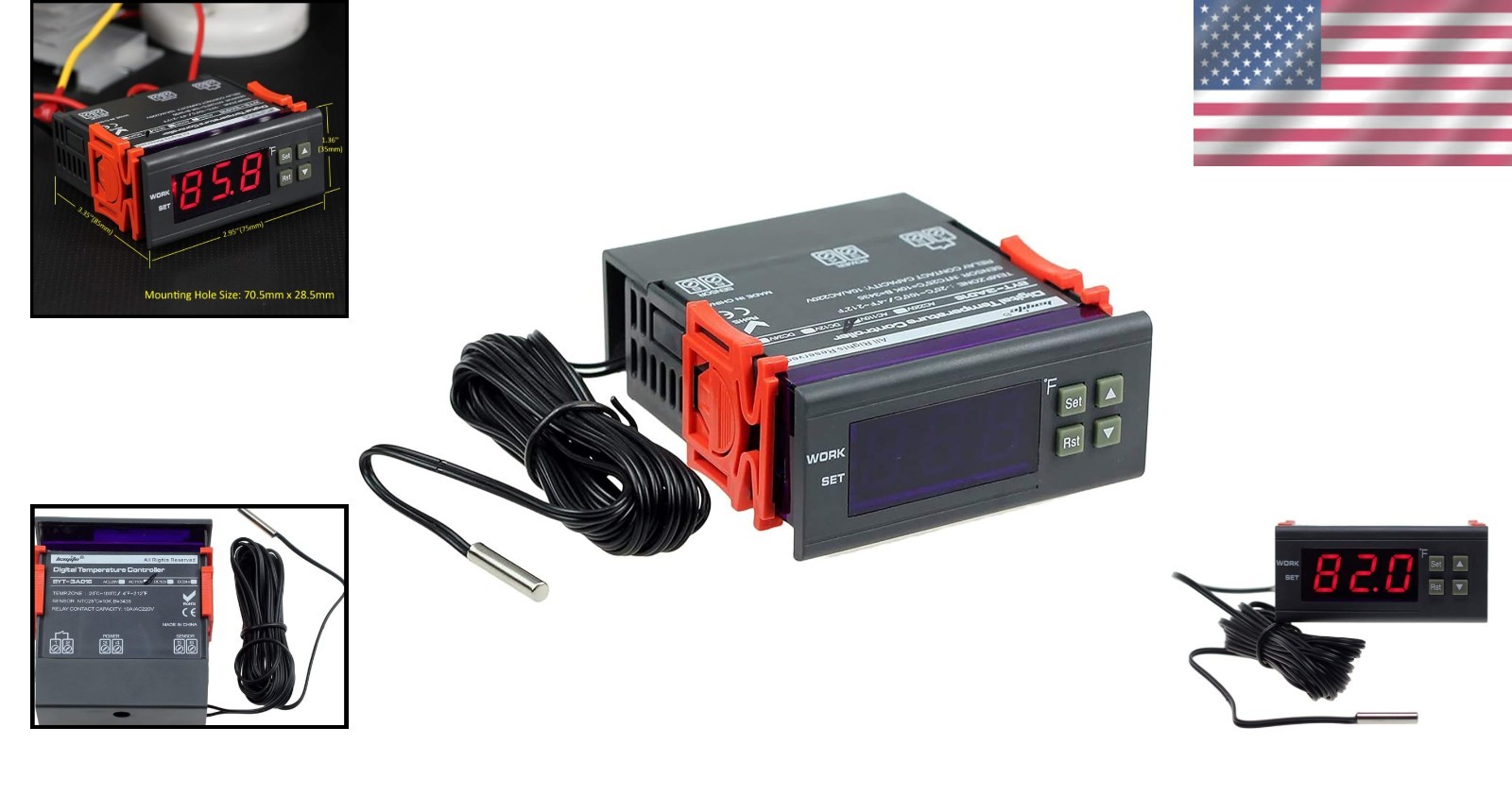 110V Digital Temperature Controller with Waterproof Probe