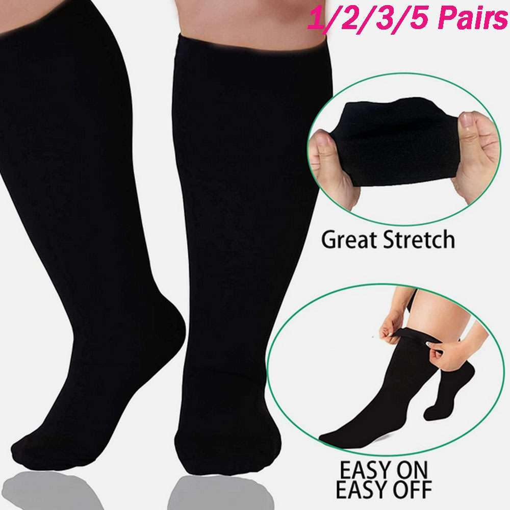 Extra Wide Plus Size Compression Socks for Women Men Calf Support S-XXL 1-5Pairs