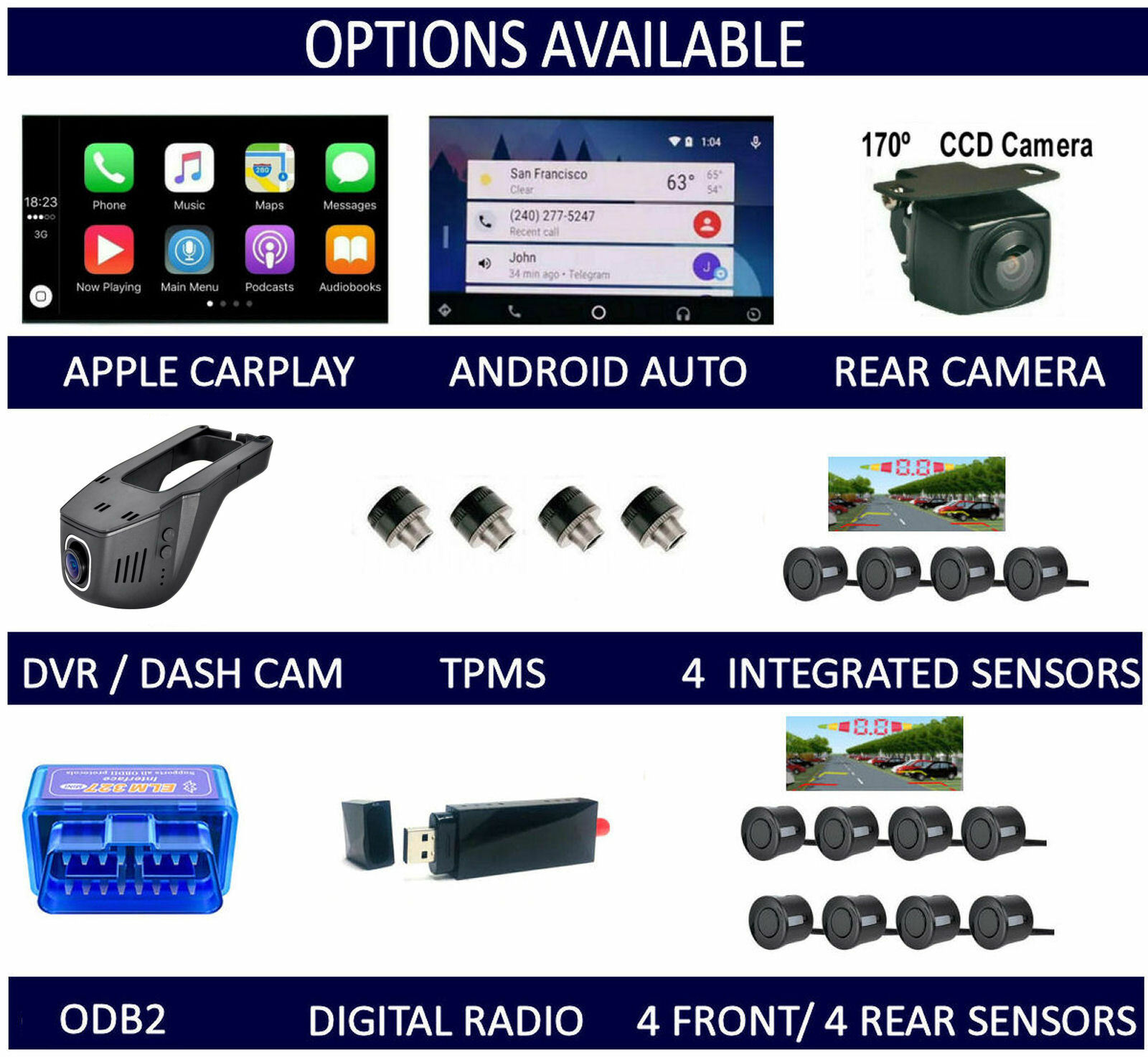 MDX 2001-2006 GPS WIRELESS APPLE CARPLAY ANDROID AUTO CAMERA DAB+ TPMS DVR