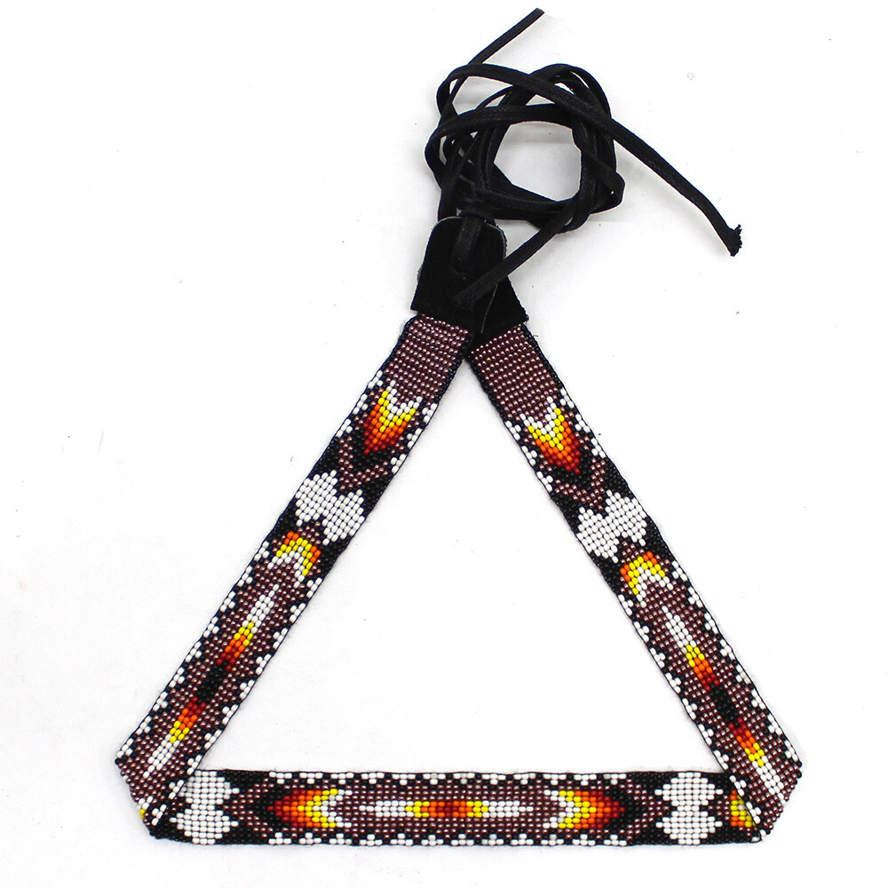 HANDMADE BROWN WHITE BLACK COWBOY NATIVE STYLE HATBAND BELT H55/13