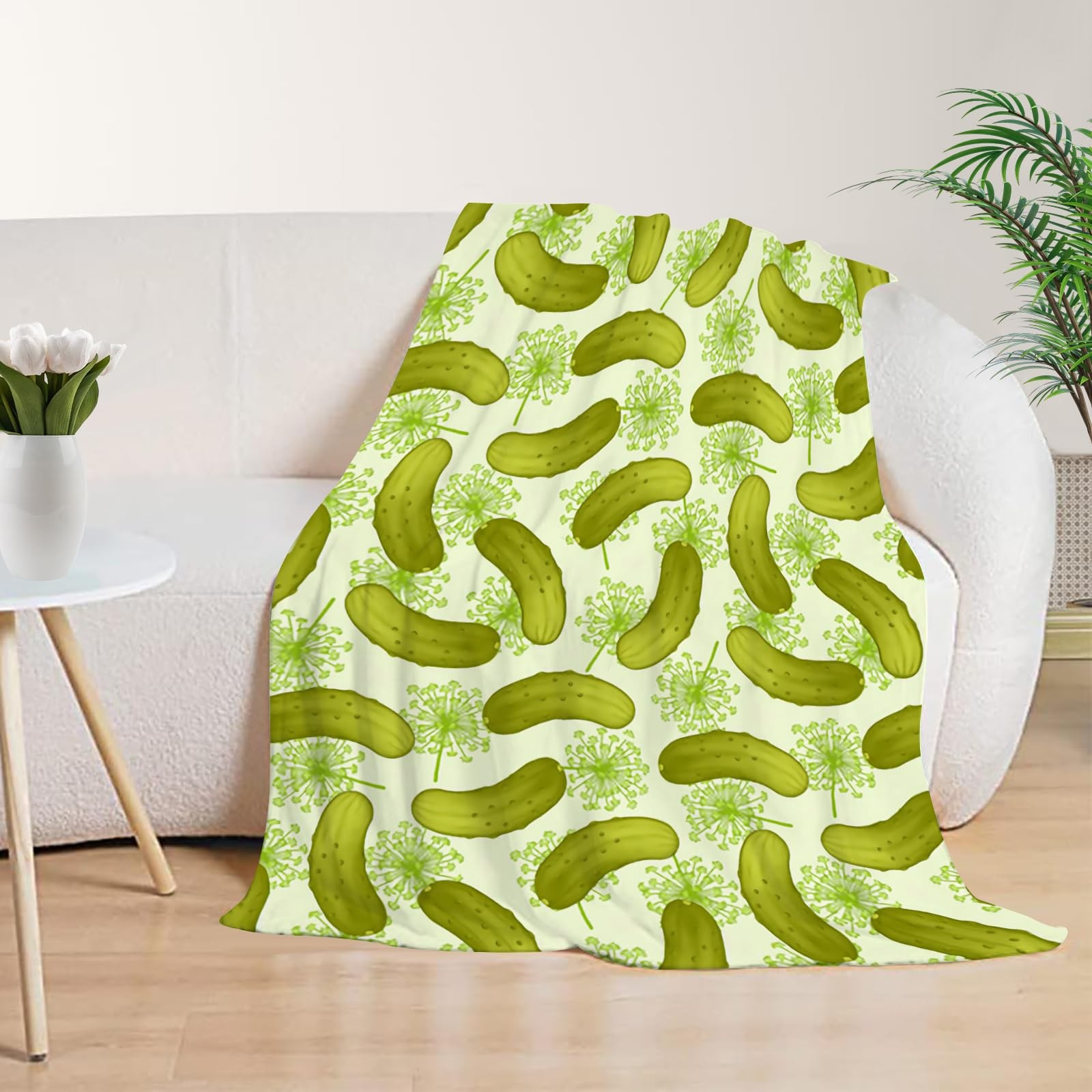Dill Pickles Throw Blanket Soft Warm Cozy Lightweight Decorative Blanket for ...