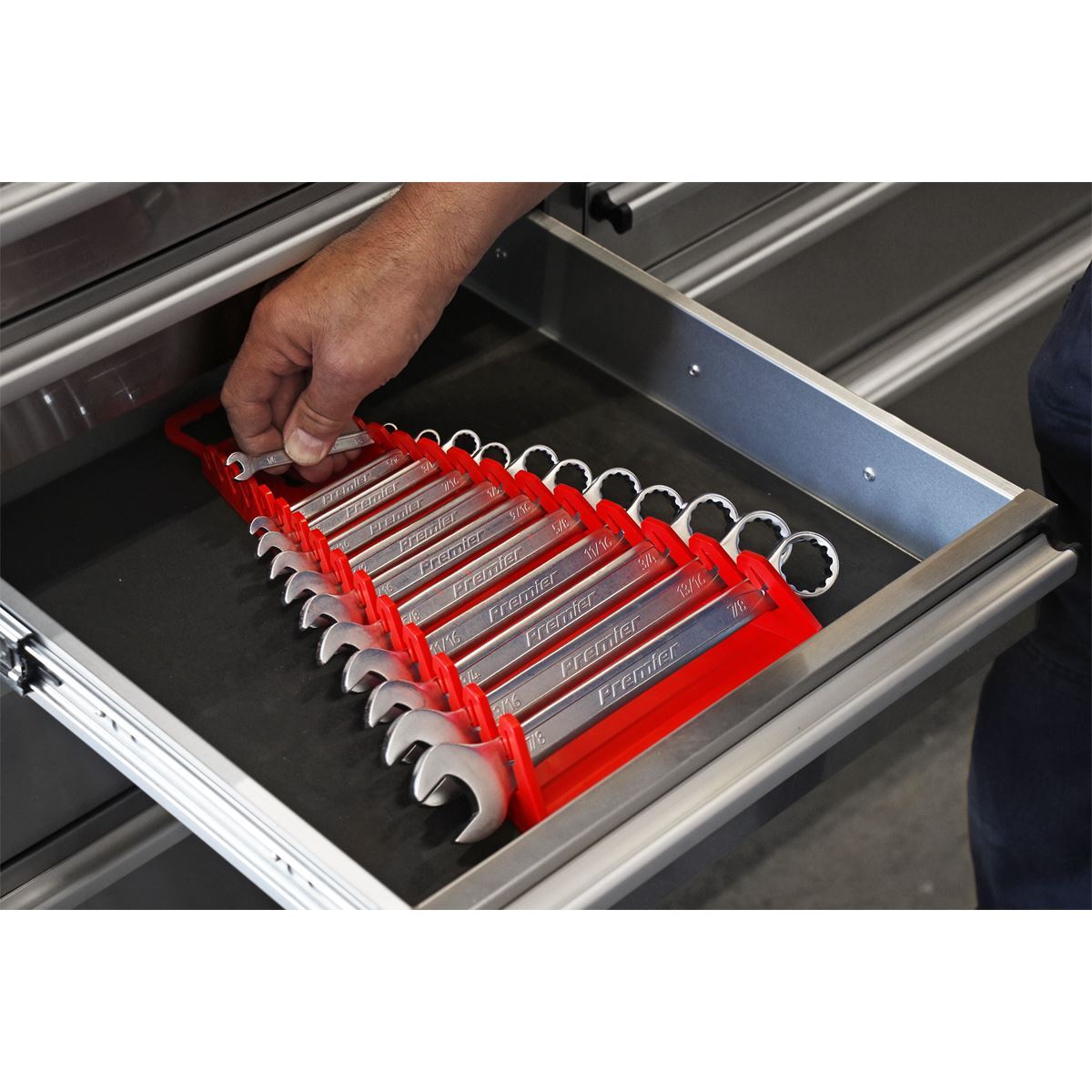 Sealey 15 Capacity Reverse Spanner Rack Non Marking Wall Mounted Storage