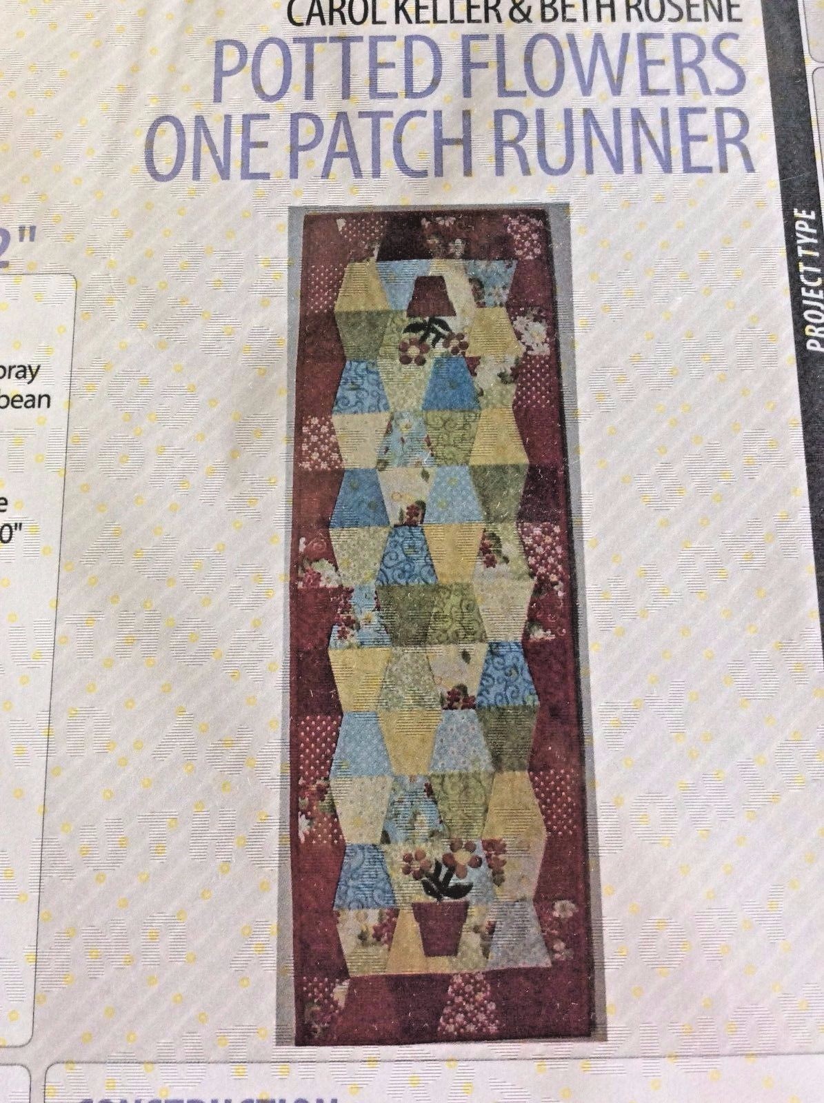 CUT LOOSE PRESS #CLPQGA004-POTTED FLOWERS ONE PATCH RUNNER PATTERN