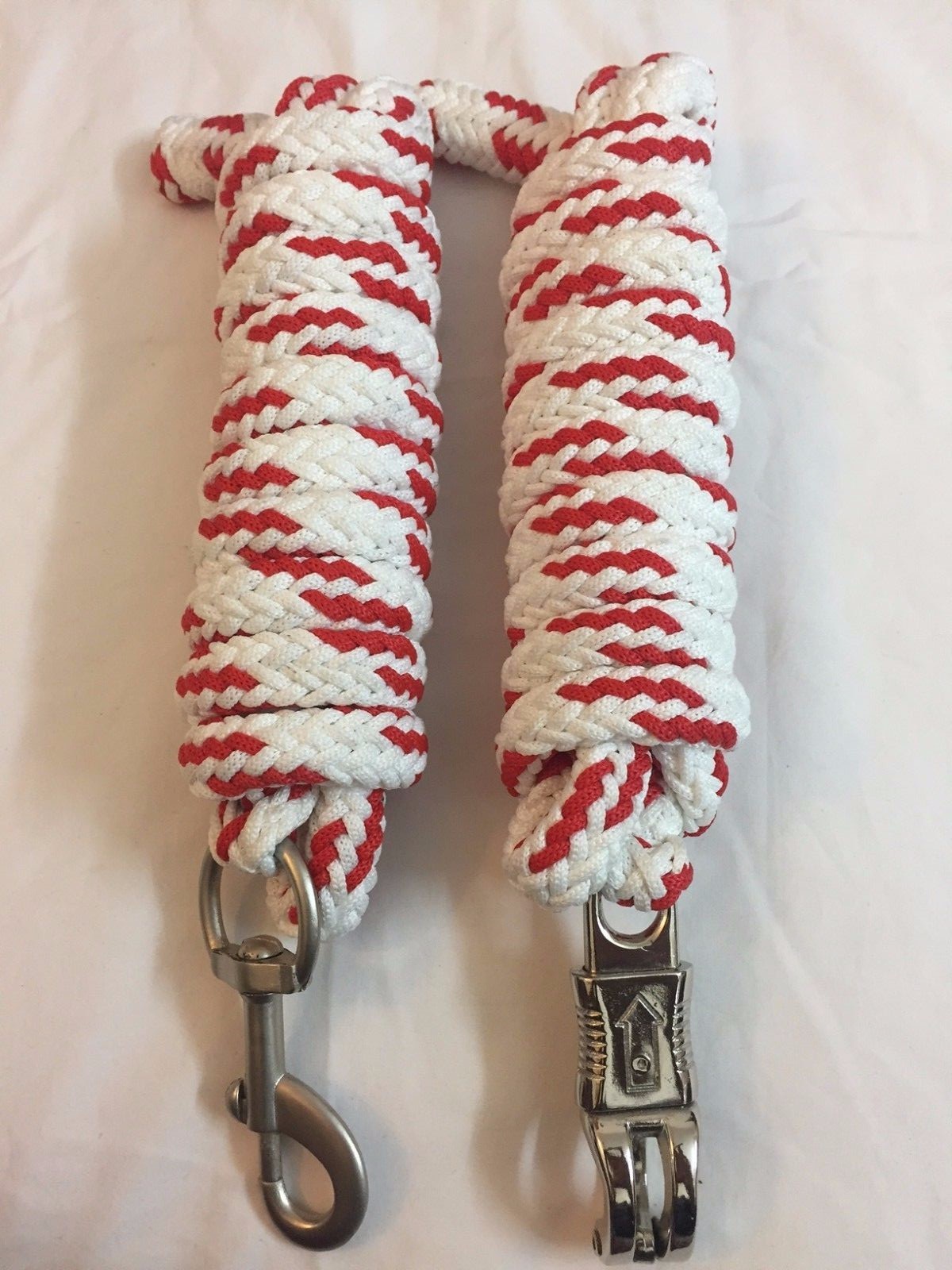 Western Set of 2 Nylon Braided and Knotted Horse Leads with Steel Snaps