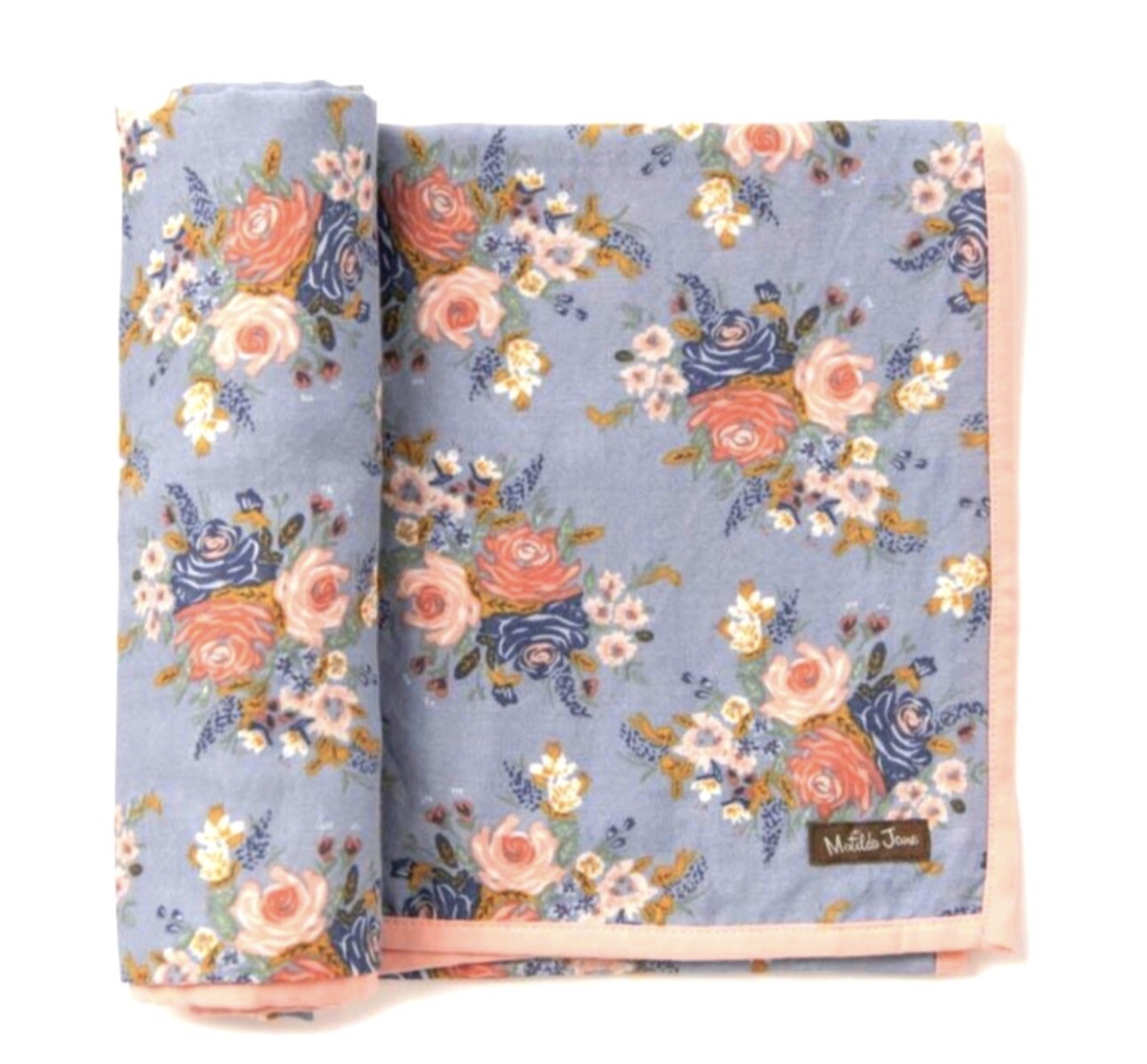 NWT Baby Matilda Jane Wonderment Blue Floral Mischa Swaddle 44" x 44” New