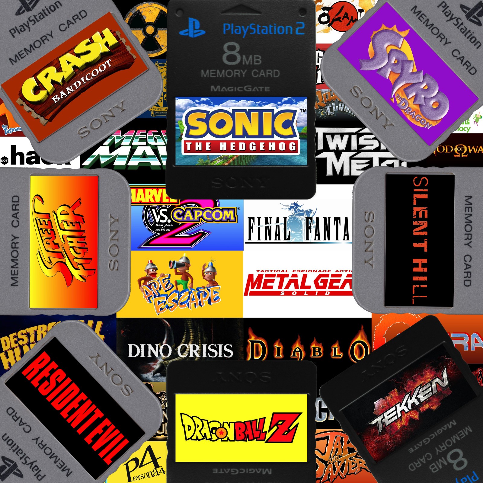 Custom Video Game Logo PlayStation (PS1 and PS2) Memory Card Stickers - You Pick