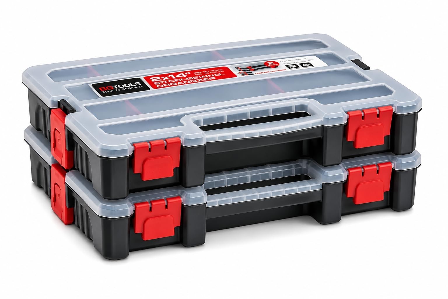 2-Pack Stackable Small Parts Organizer Box with 20 Compartments & Dividers - Har