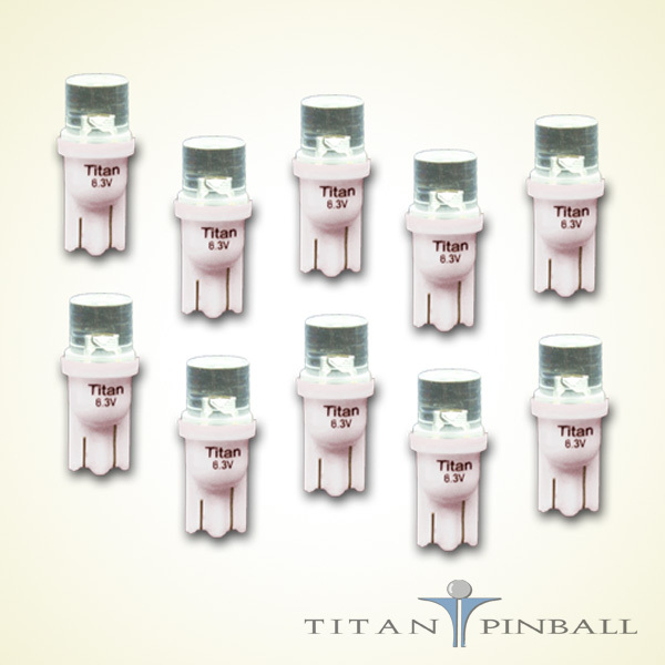 (10 Pack) - 6.3 Volt LED Bulb Flat Top 555 Base (T10) Pinball - WARM WHITE