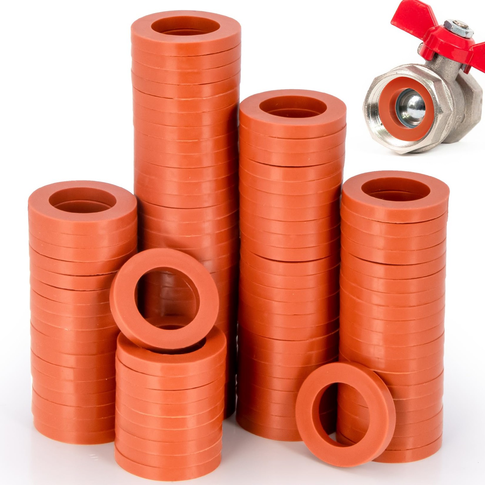 RAINFLOW Garden Hose Rubber Washers-80 PCS Red Washer,Heavy 0.98 inches, red