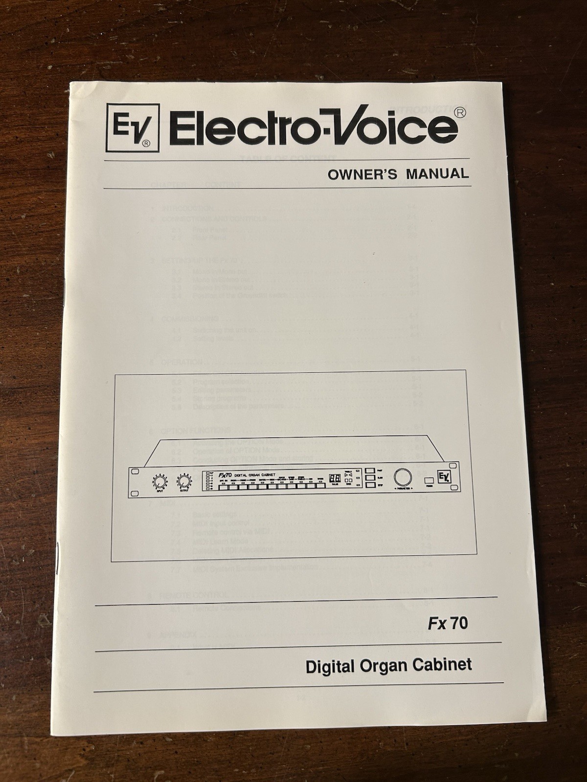 Electro-Voice FX70 FX 70 Digital Organ Cabinet Owner's Manual Original OEM EV