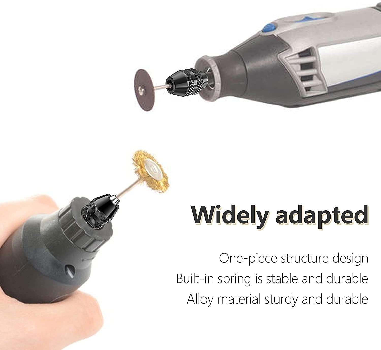 Efficient 3-Jaw Keyless Chuck Set for Quick Bit Changes - For Dremel Tools