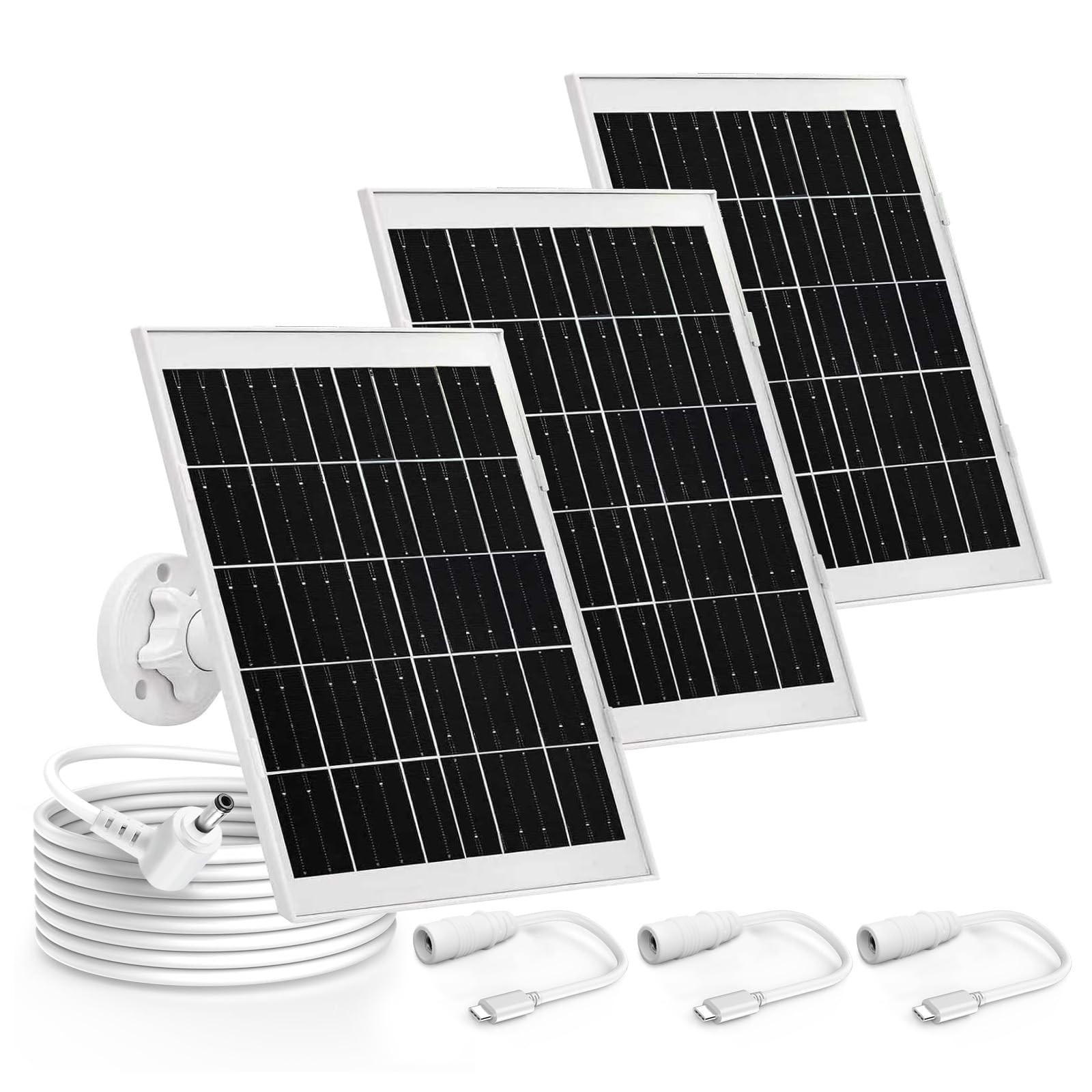3 Pack 8W Solar Panel Charger for Ring Cameras, Outdoor Security, 10FT Cable