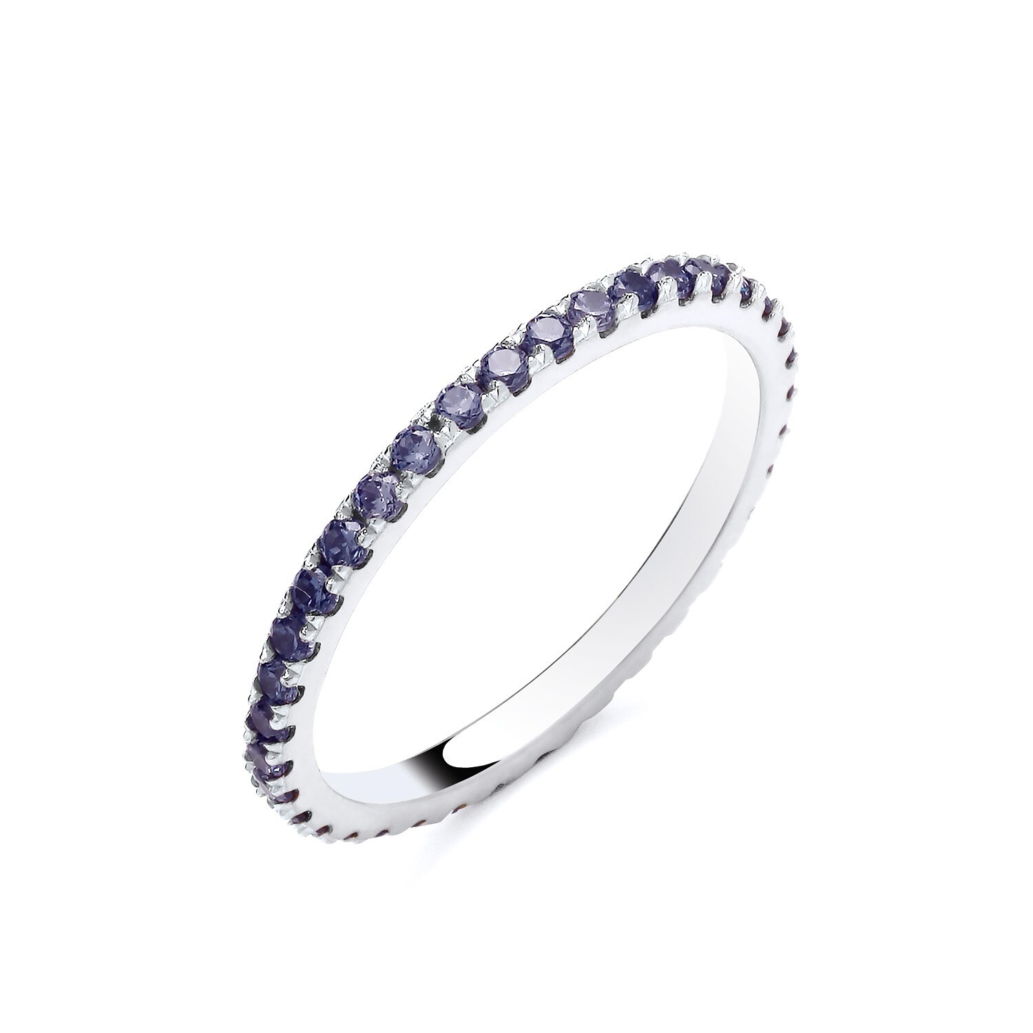 Sterling Silver 925 simulated Tanzanite Full Eternity Stacker Band Ring size K-S