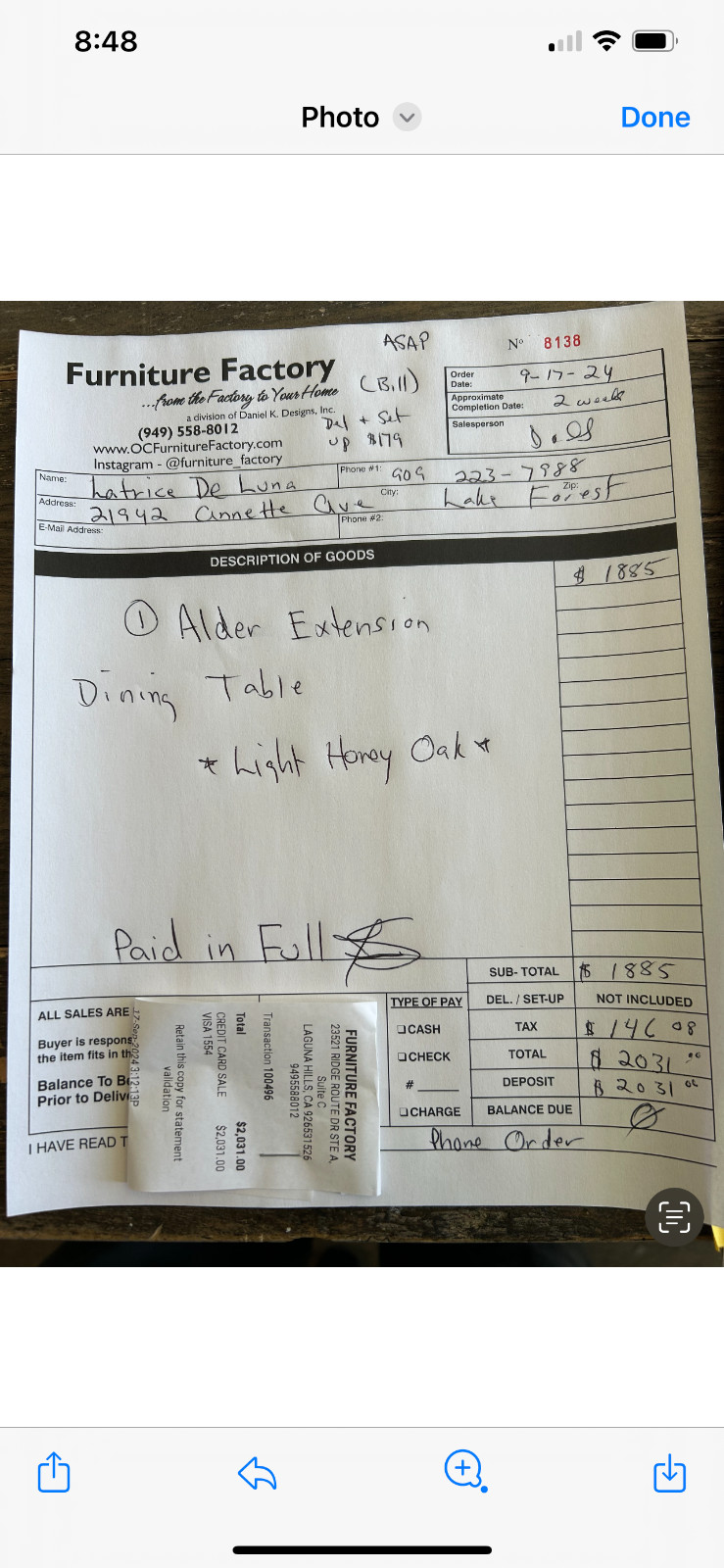 adler extention dining table