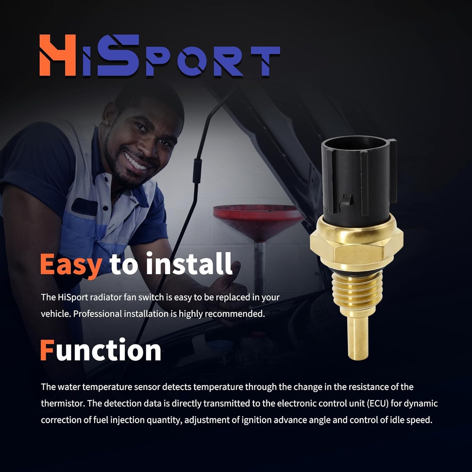 Engine Water Coolant Temperature Sensor Compatible with Honda 37870-PJ7-003