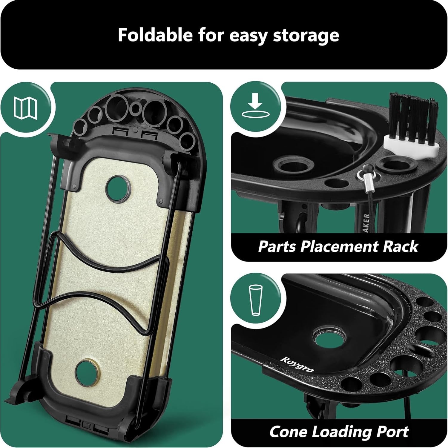 Roygra Foldable Rolling Tray Set with Cone Loader, Cone Filler Roller - Pre Roll
