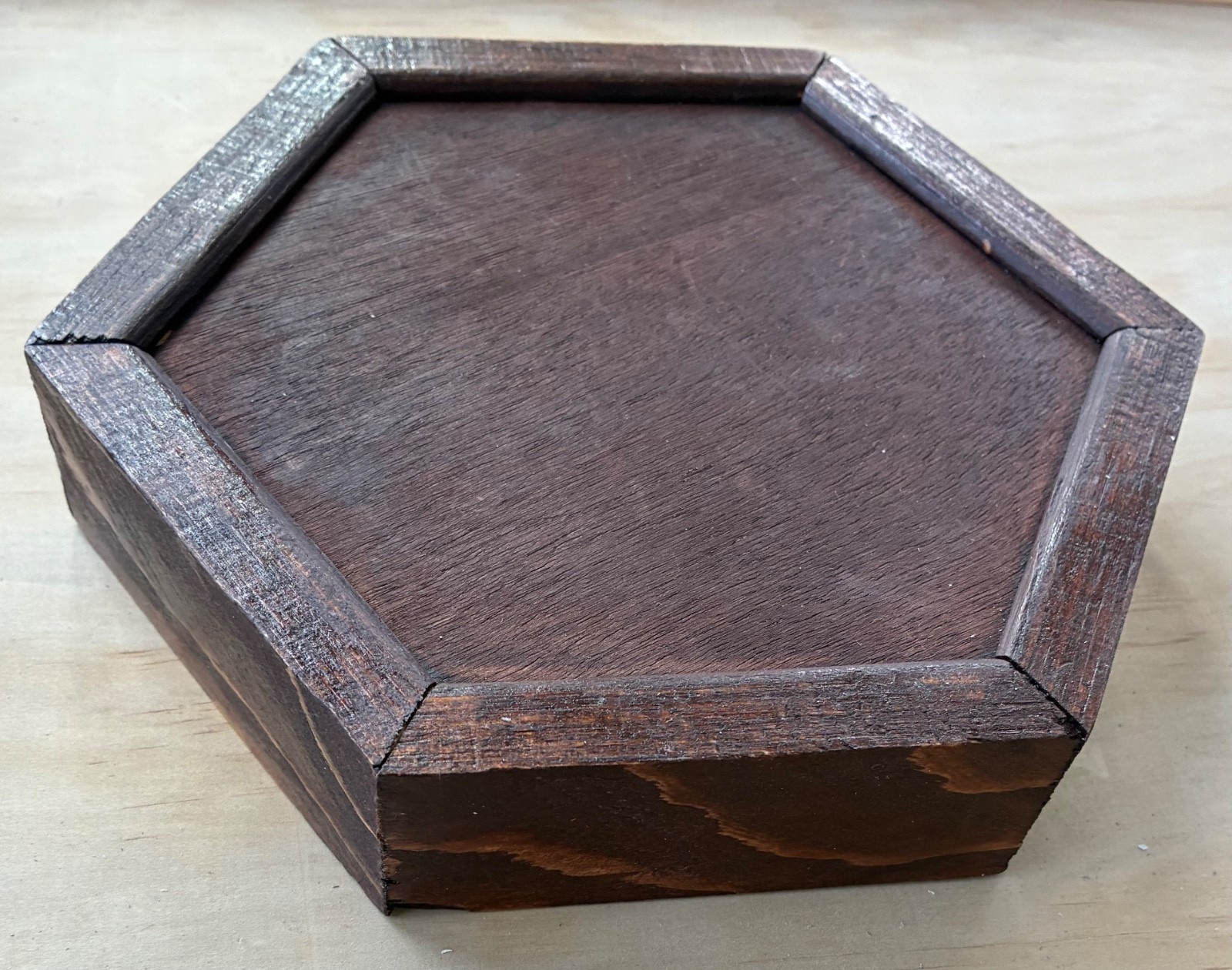 Handcrafted Wood Hexagonal Dice Tray - NEW
