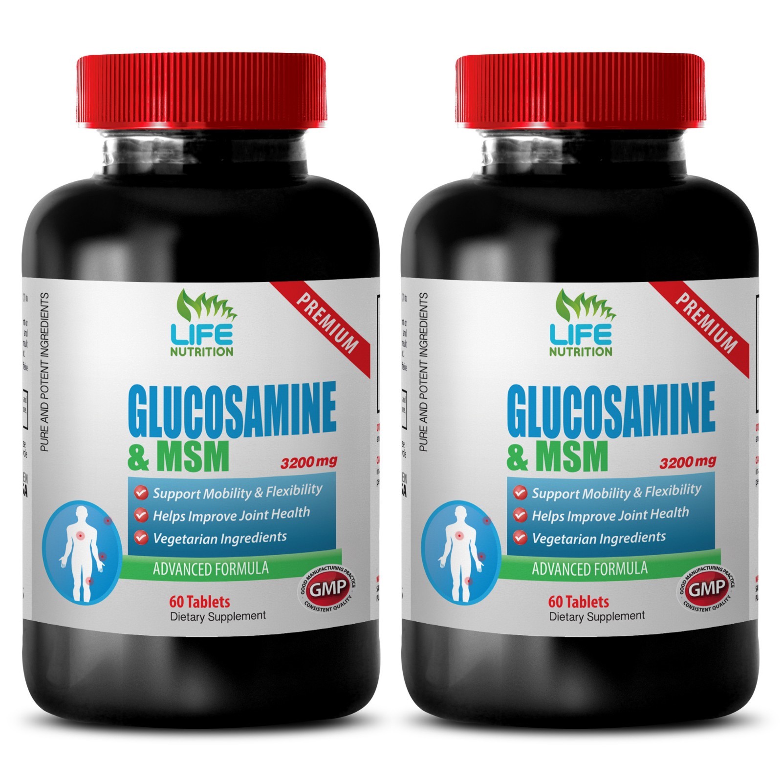 MSM supplement - Glucosamine & MSM 3200mg - chondroitin arthritis 2 Bottles
