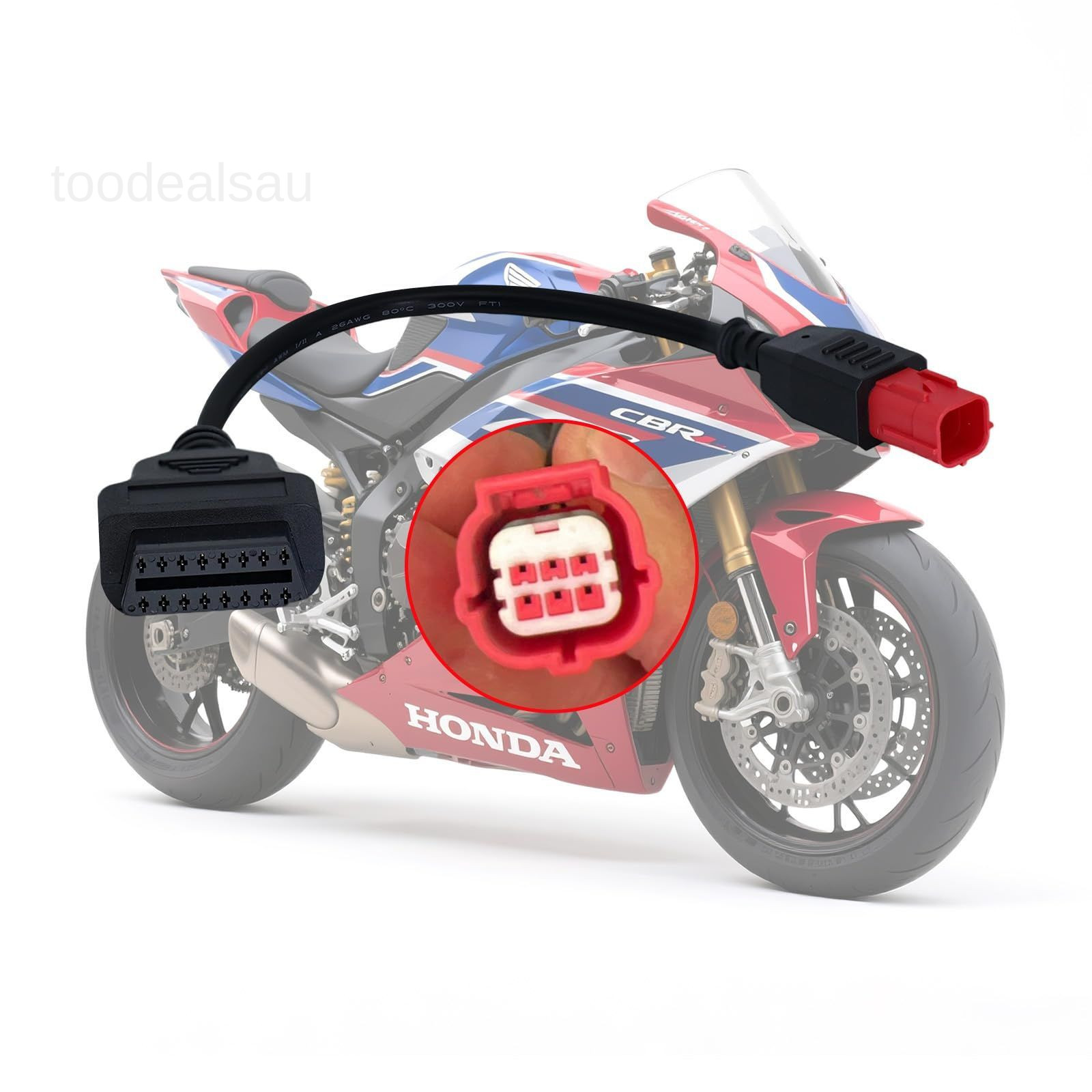6 Pin OBD2 Adapter Fit for Honda Guzzi Kawasaki Suzuki Yamaha Ducati Red