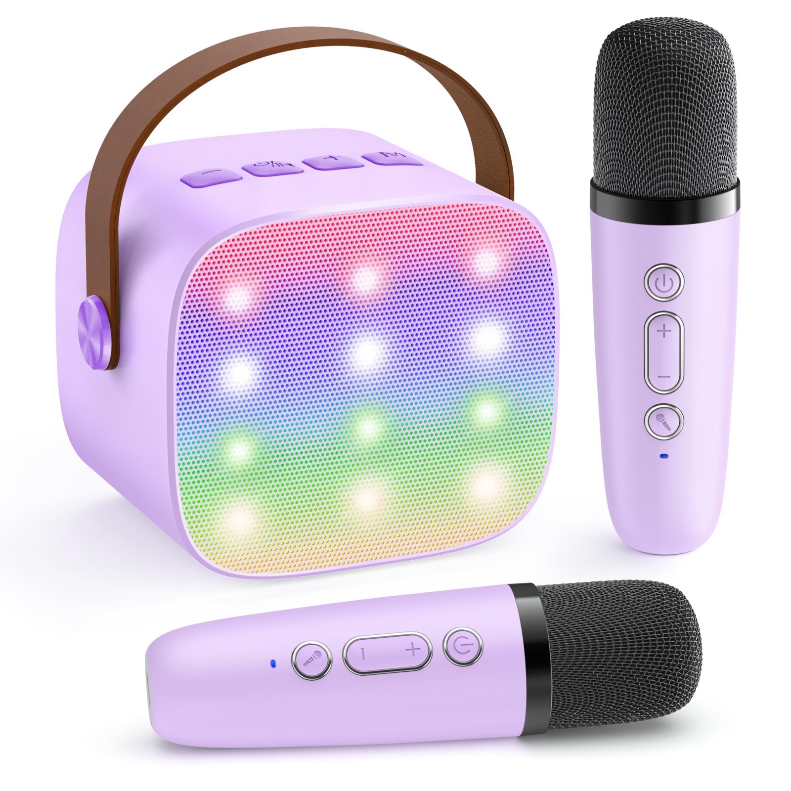 3-In-1 Mini Karaoke Machine Set for Kids, Bluetooth Speaker with 2 Wireless Mics