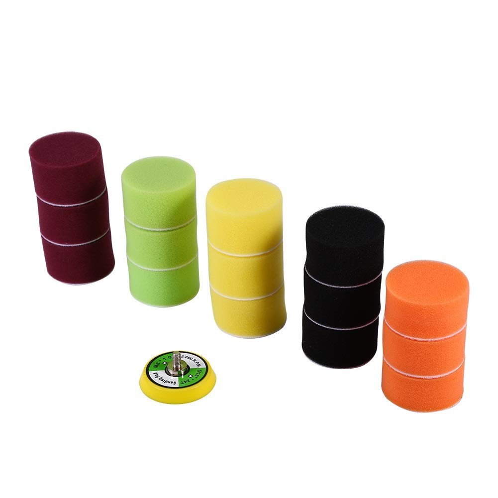 16Pcs Car Foam Drill Polishing Pad, 2inch Detail Polishing Buffing Pad Mix Si...
