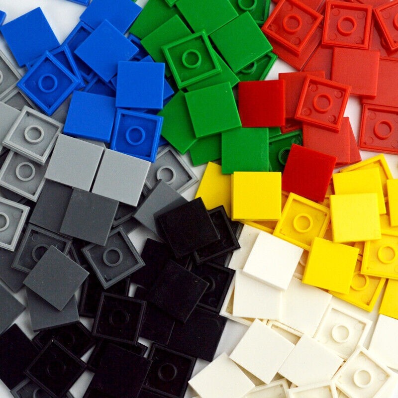 100pcs Ceramic Flat Smooth Tile 2x2 3068 Building Blocks Bricks Toy DIY Tiles