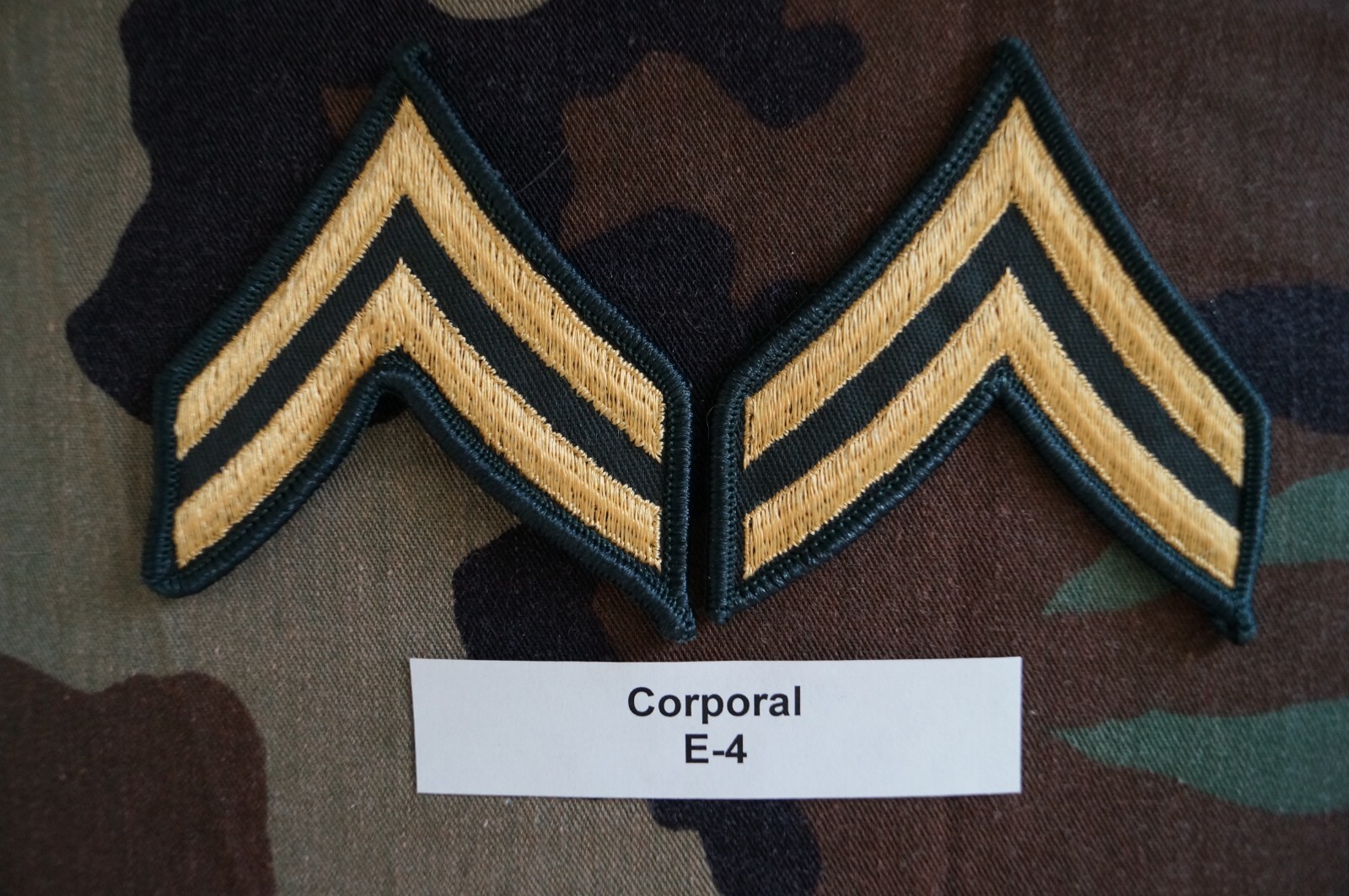 US Army Corporal CPL / E-4 Dress Green Class A Military Patch Rank MALE