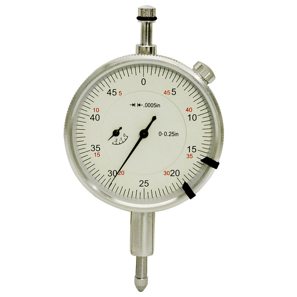 Precision 0.25" Dial Test Indicator Gauge 0.0005" GRADUATION LUG BACK Pointer