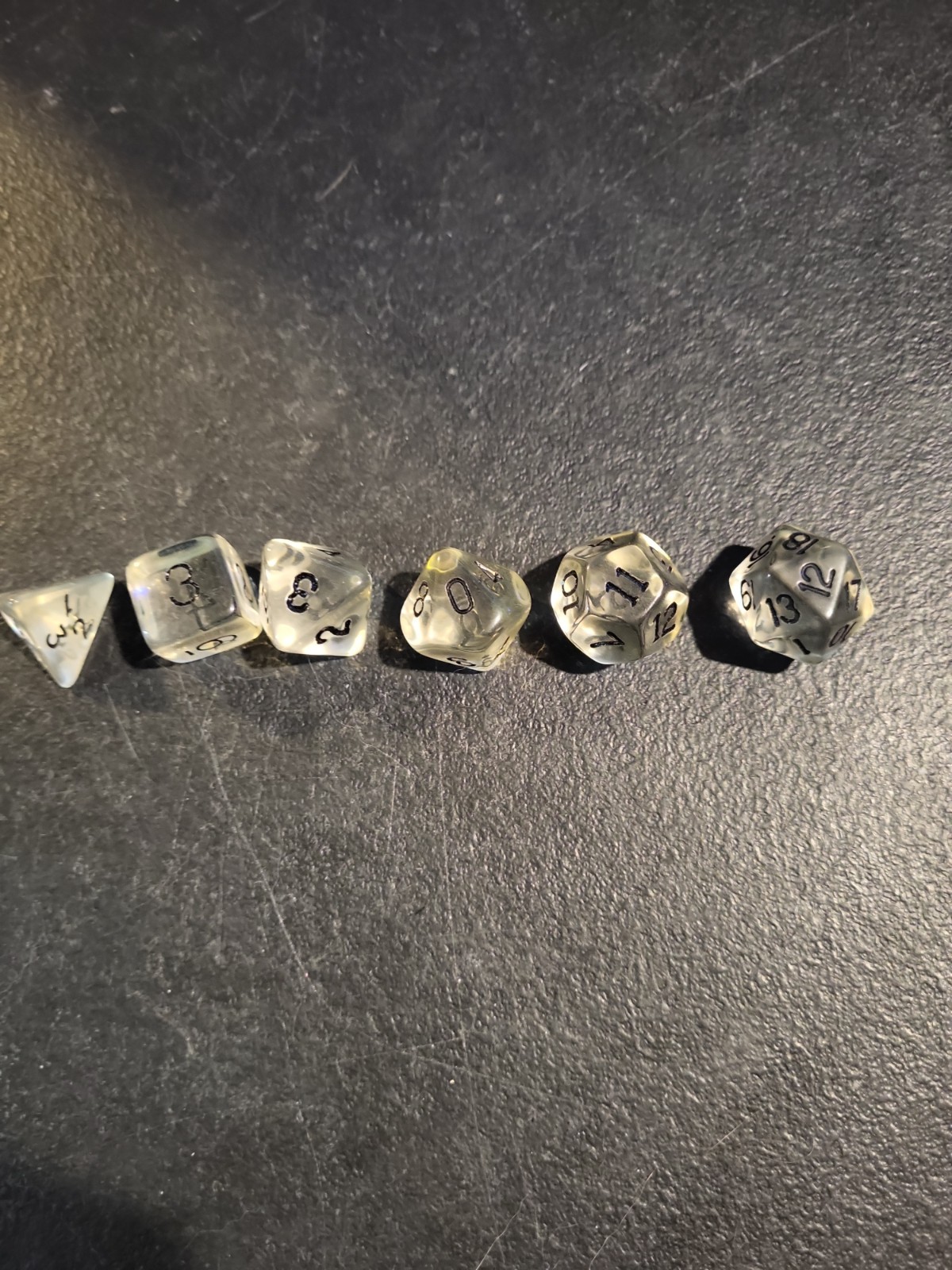 Vintage Clear D&D Games Dice Set (d20 d12 d10 d8 d6 d4) Dungeons & Dragons Rare
