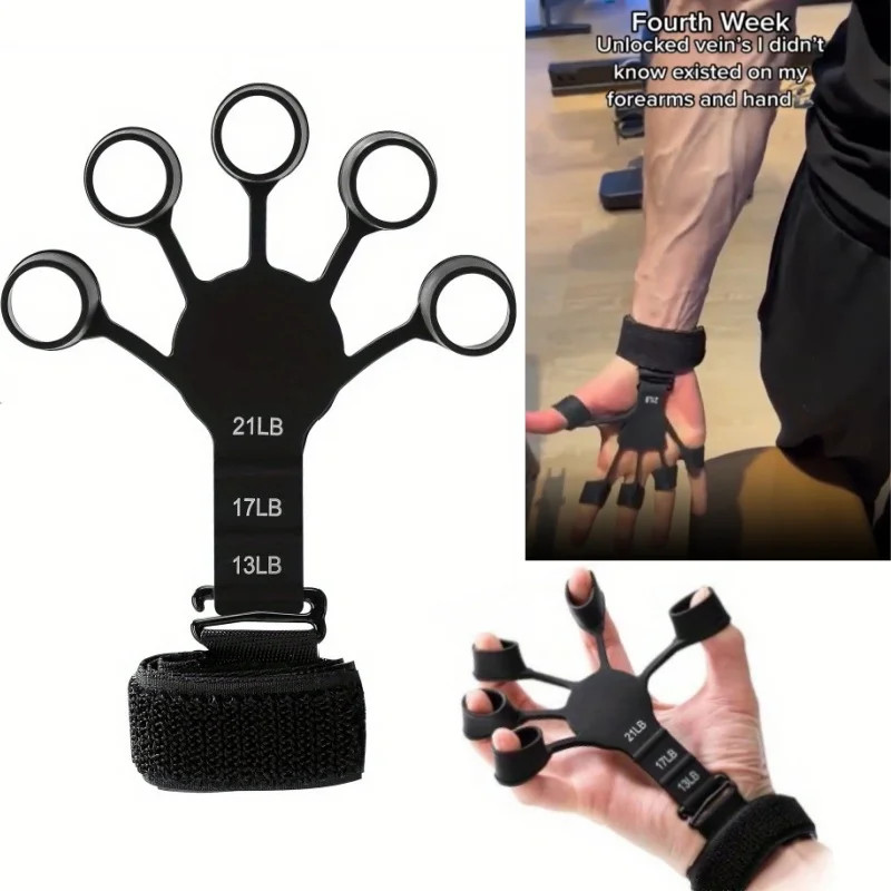 5-Finger Trainer Silicone Wrist Grip Strengthener Hand Strength Recovery for Fin